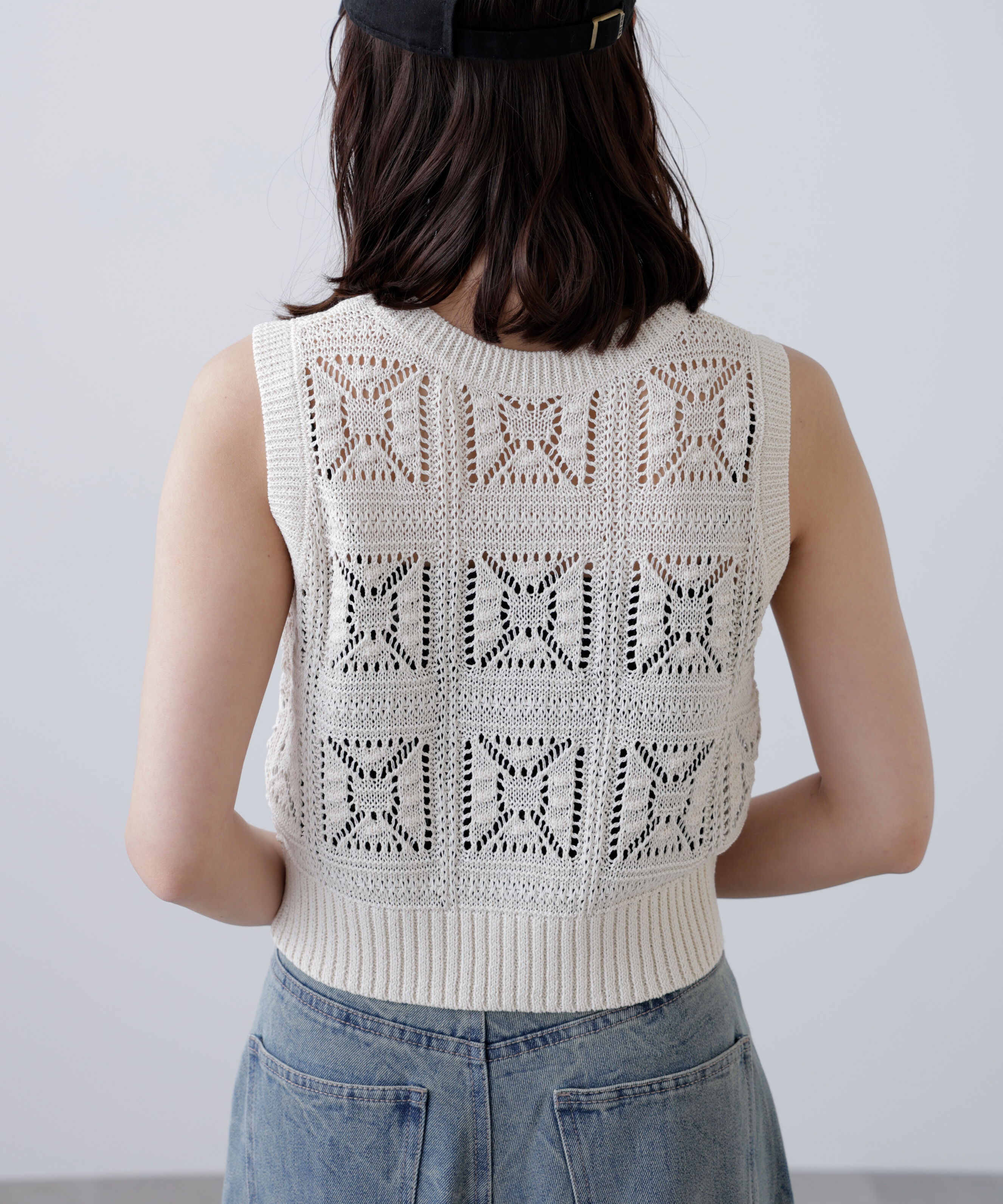  「前後2wayクロッシェニットベスト」|ニット・セーター|