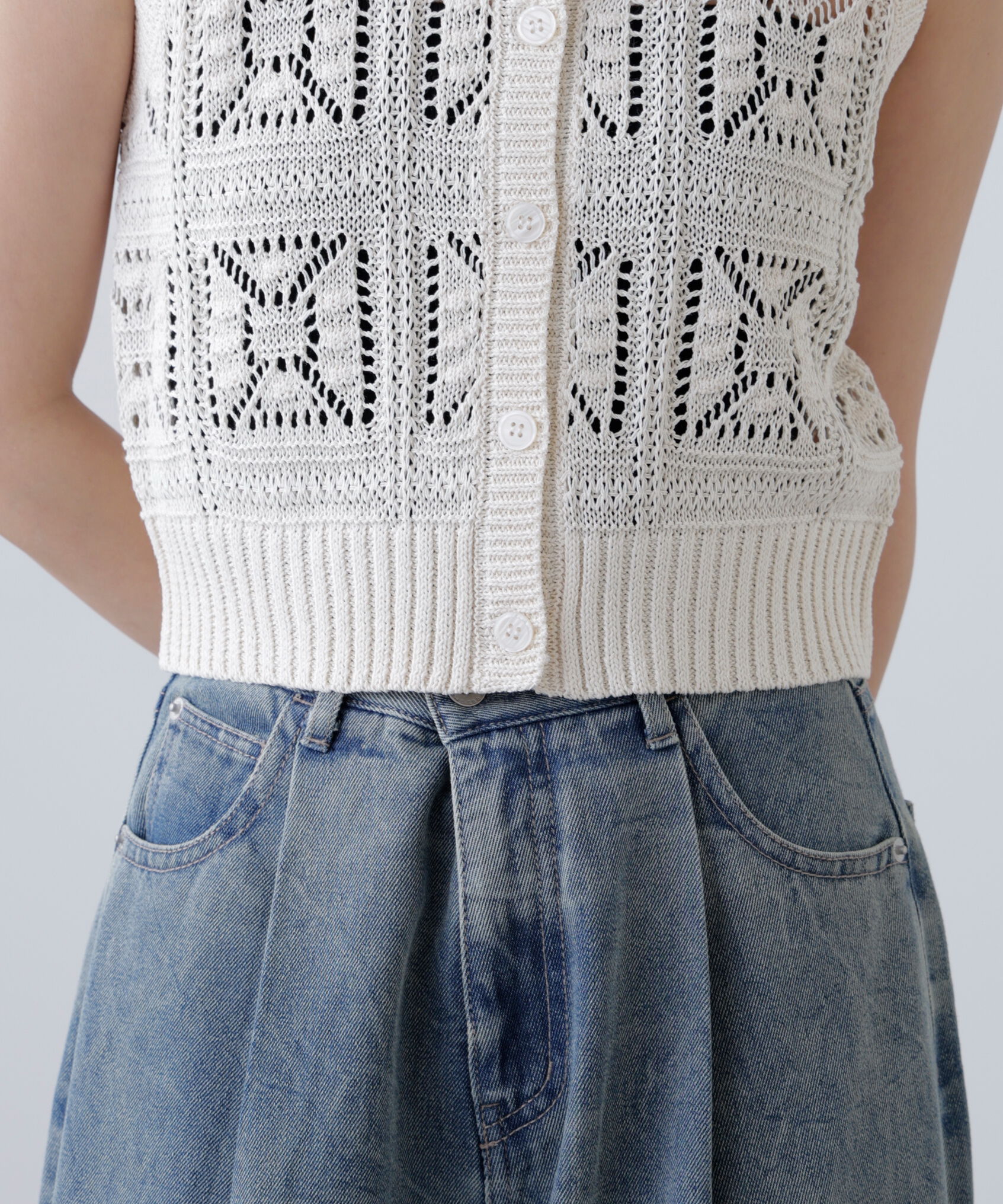  「前後2wayクロッシェニットベスト」|ニット・セーター|
