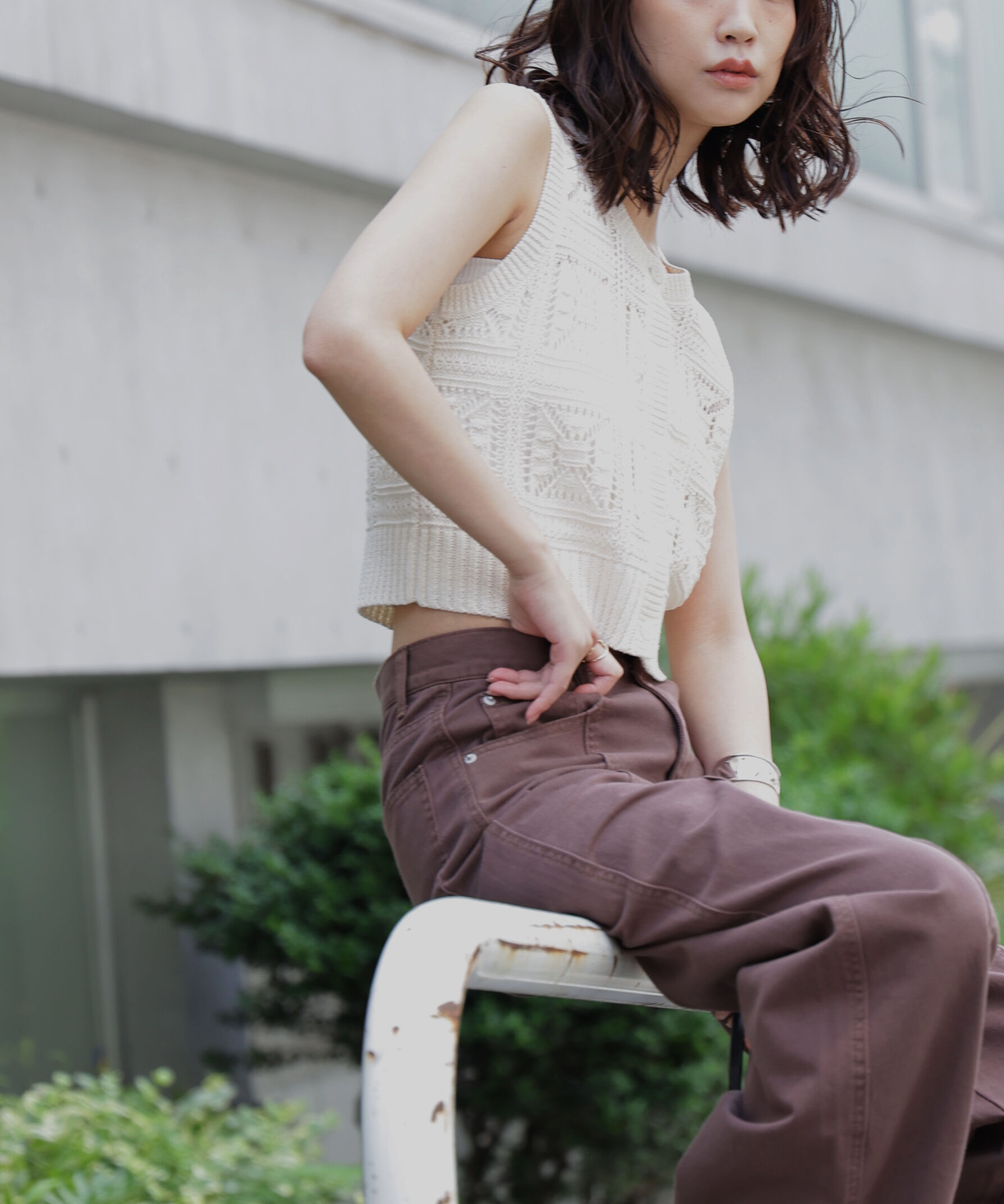  「前後2wayクロッシェニットベスト」|ニット・セーター|