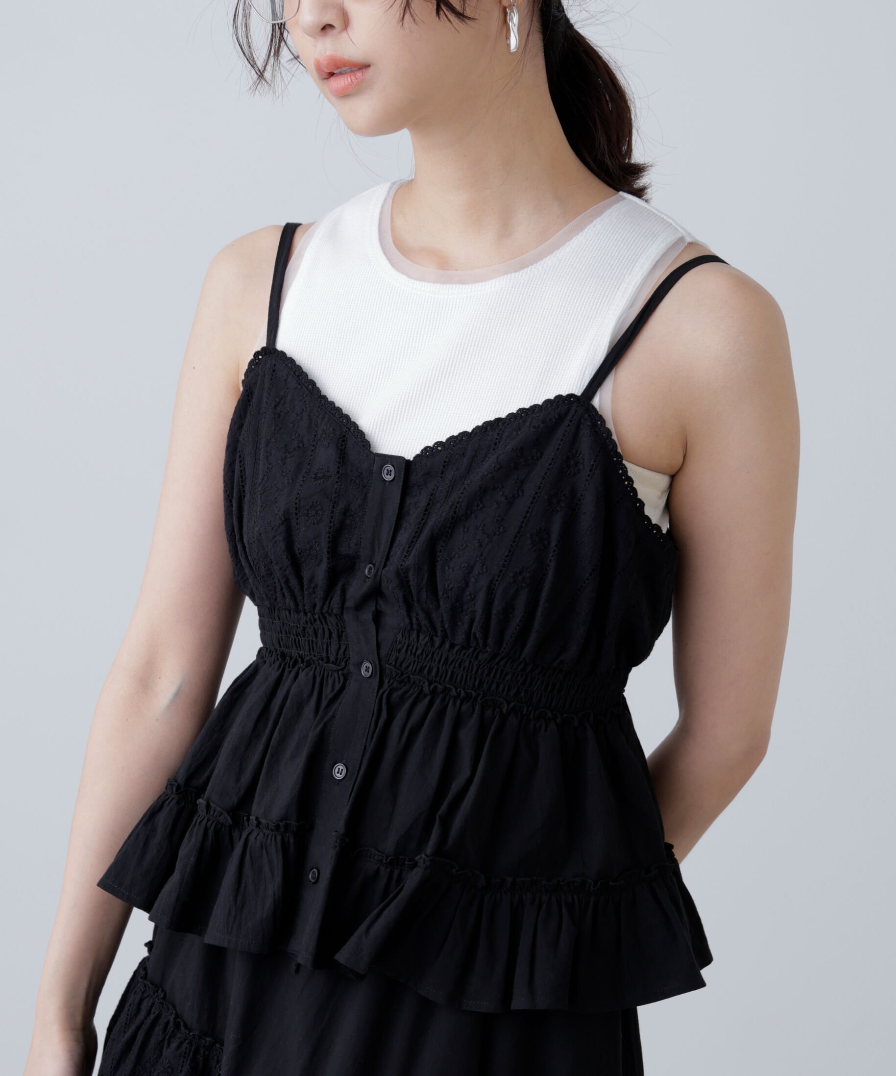  「レーストリムコットンキャミソール」|シャツ・ブラウス|