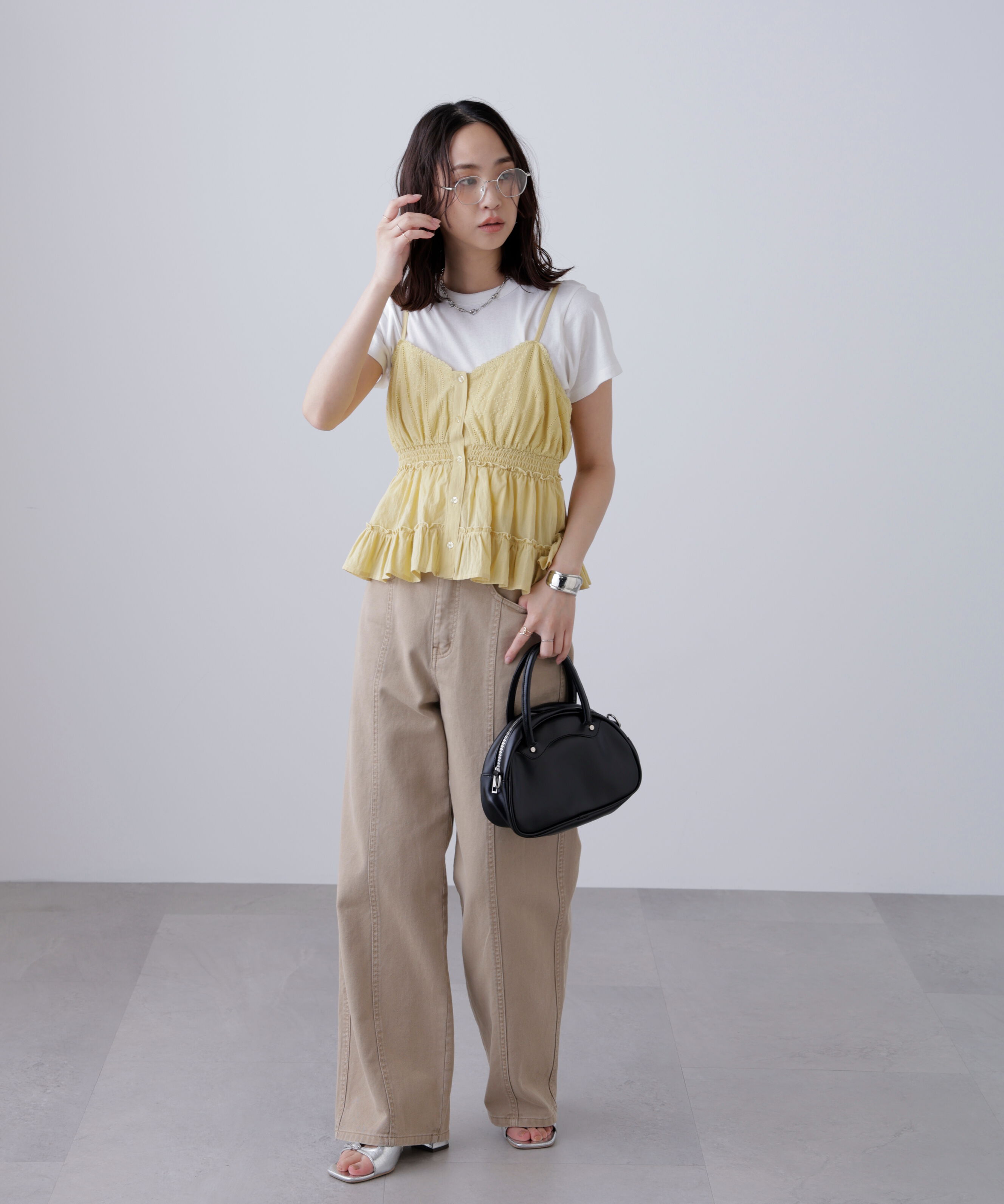  「レーストリムコットンキャミソール」|シャツ・ブラウス|