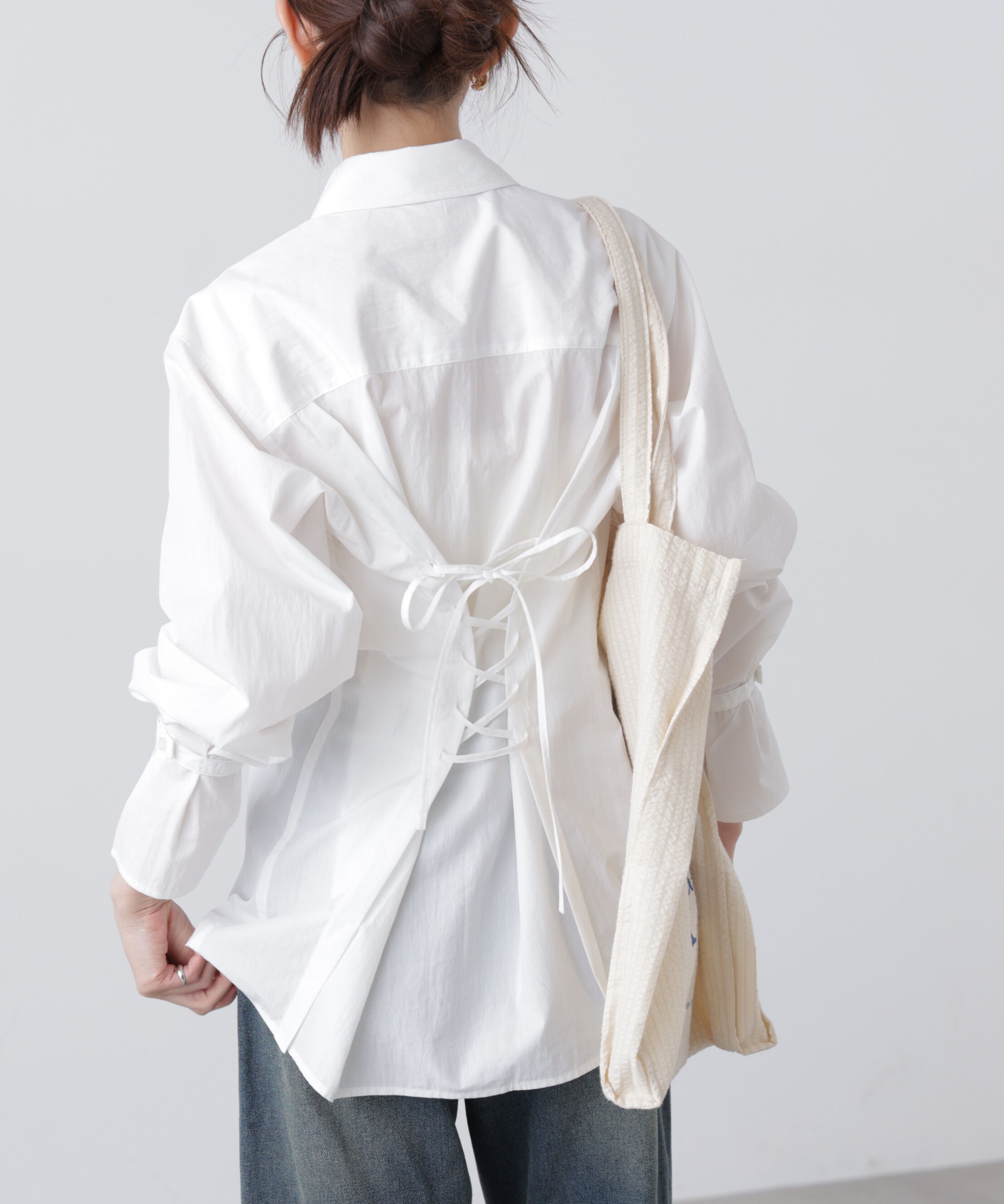  「ウエストシェイプレースアップシャツ」|シャツ・ブラウス|