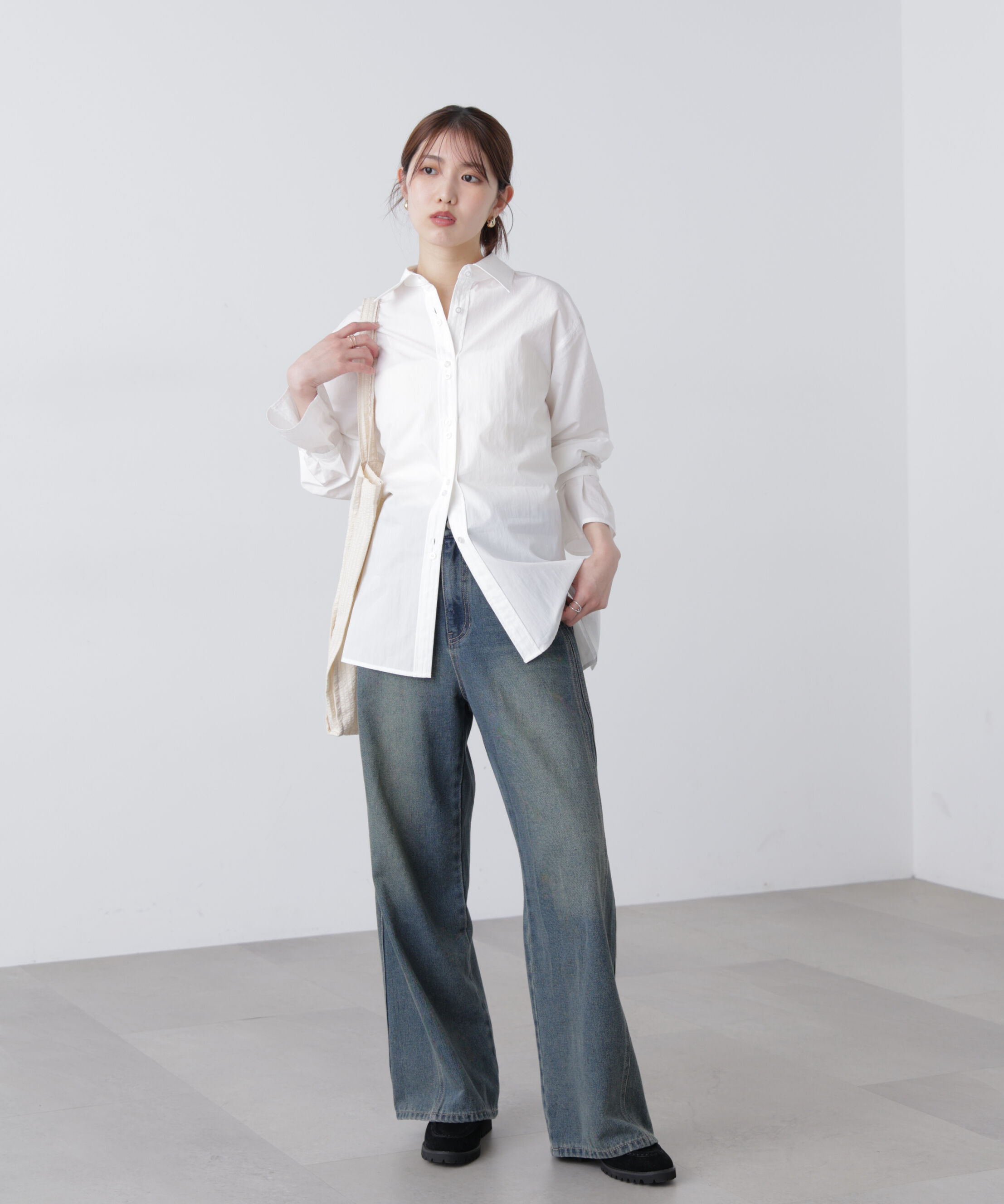  「ウエストシェイプレースアップシャツ」|シャツ・ブラウス|