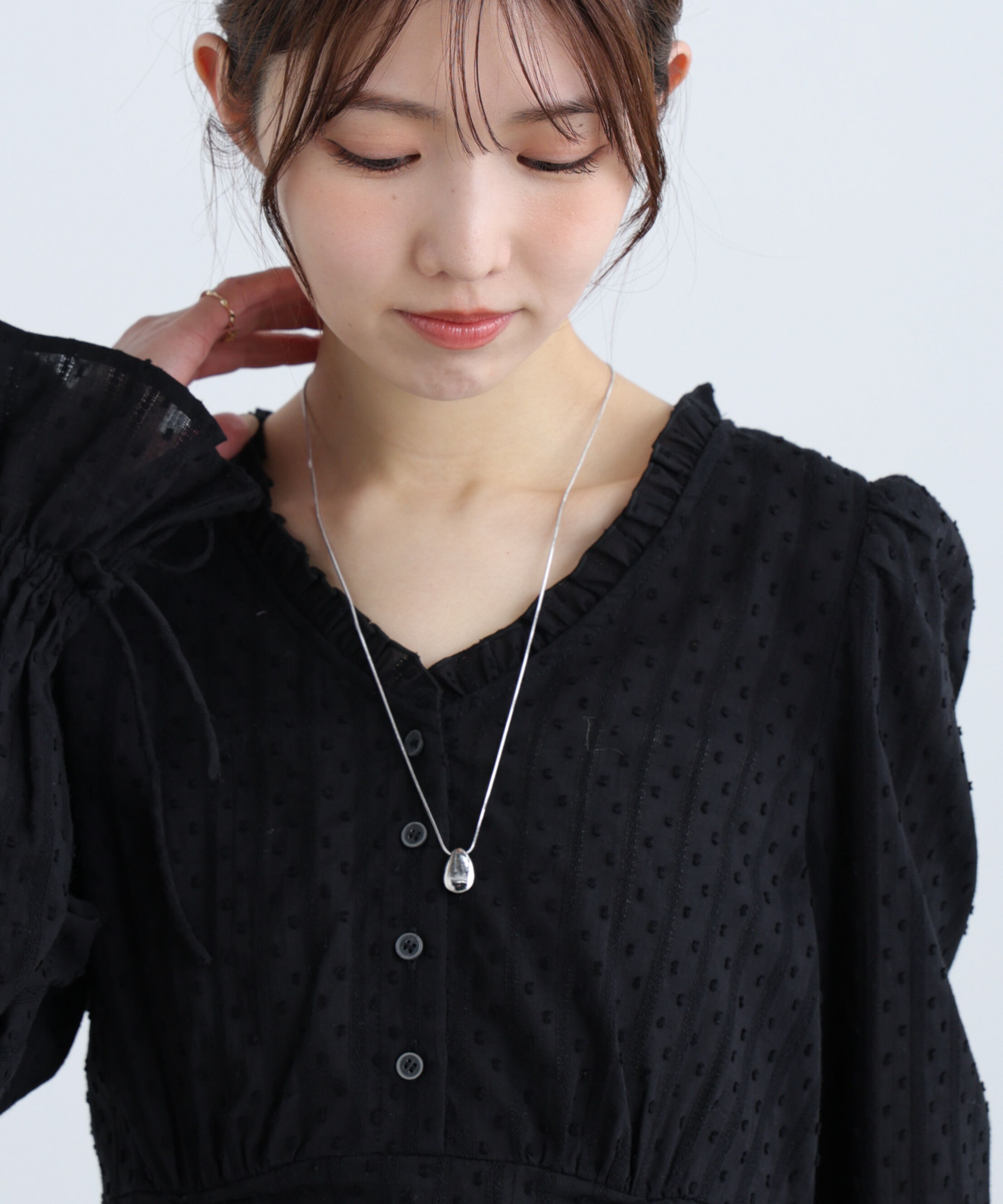  「ビーンロングネックレス」|その他|シルバー