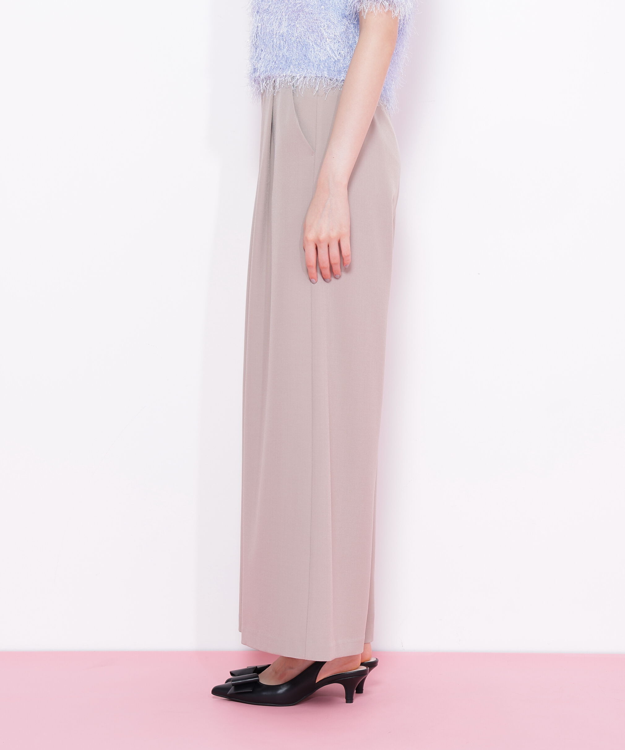  「細ベルト付きワイドパンツ」|その他|