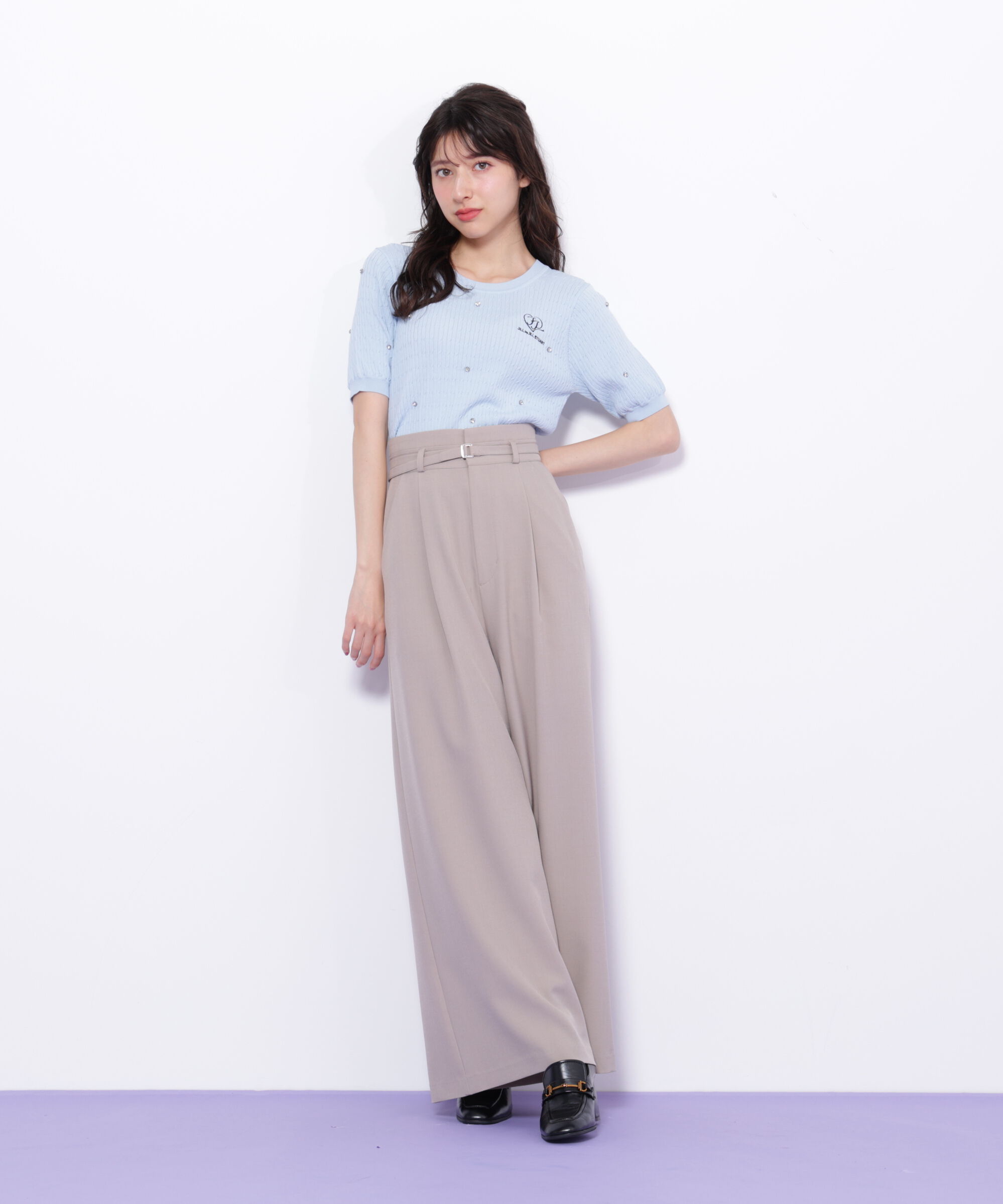  「細ベルト付きワイドパンツ」|その他|