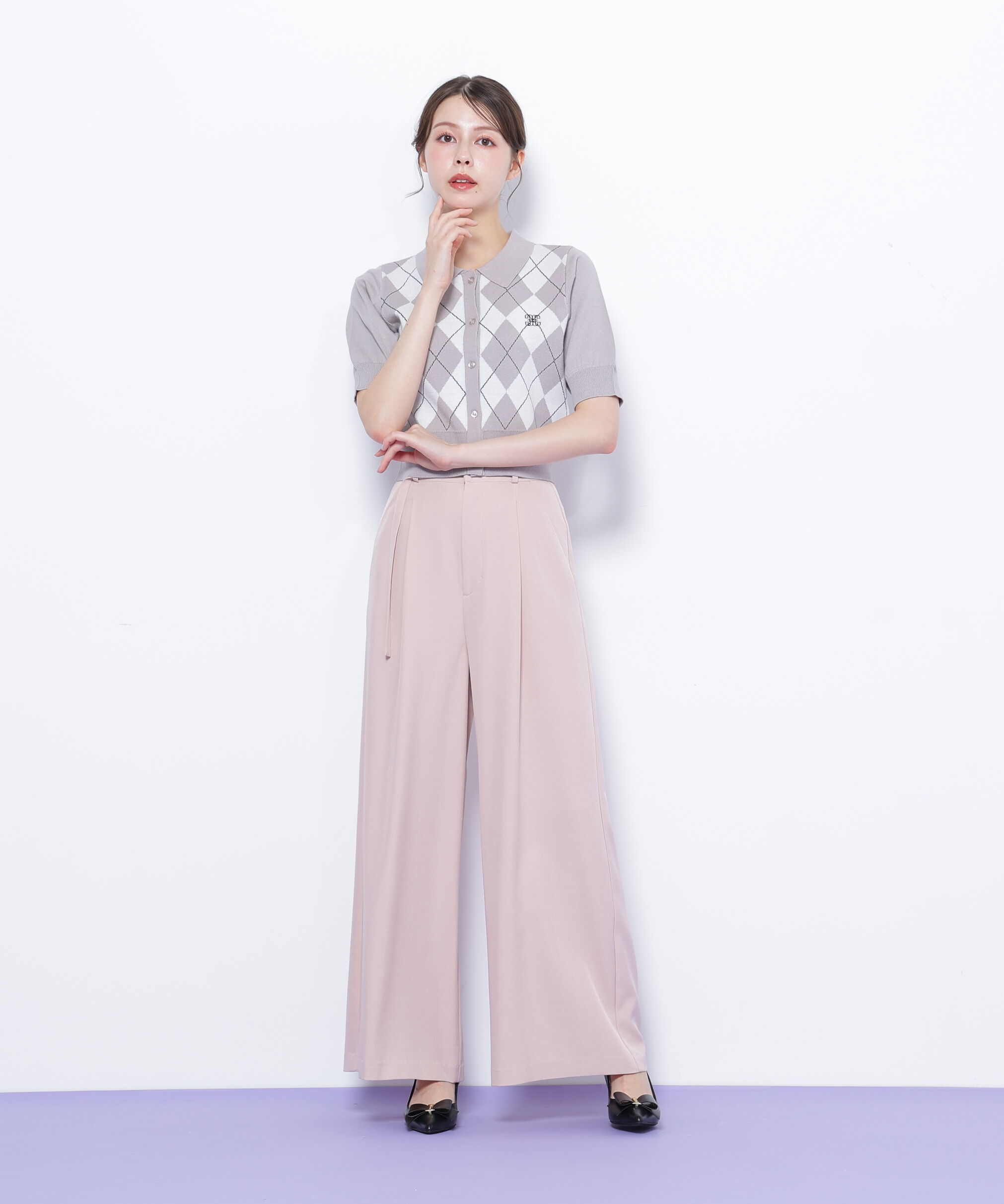  「細ベルト付きワイドパンツ」|その他|