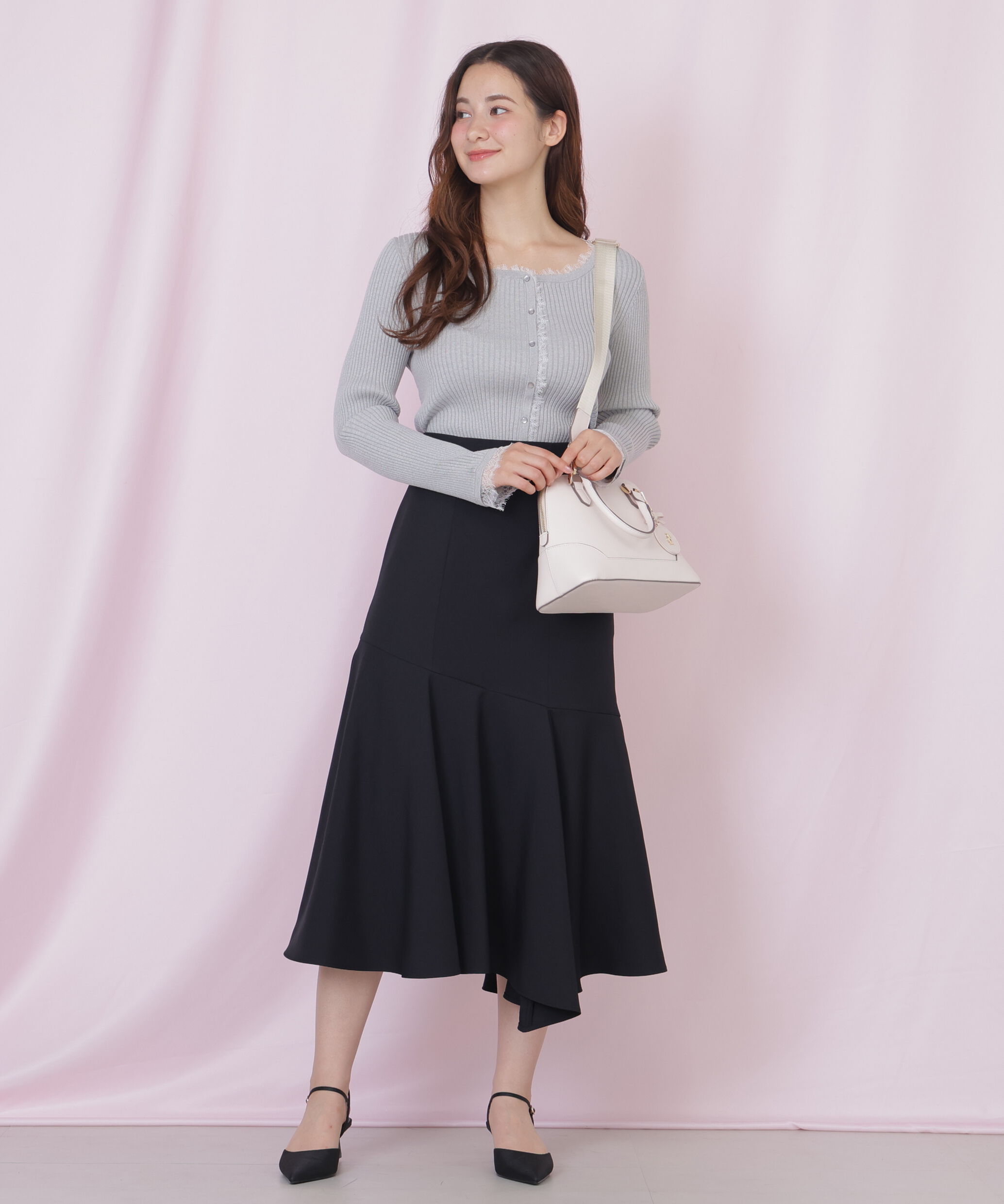  「レーストリミングリブニット」|ニット・セーター|