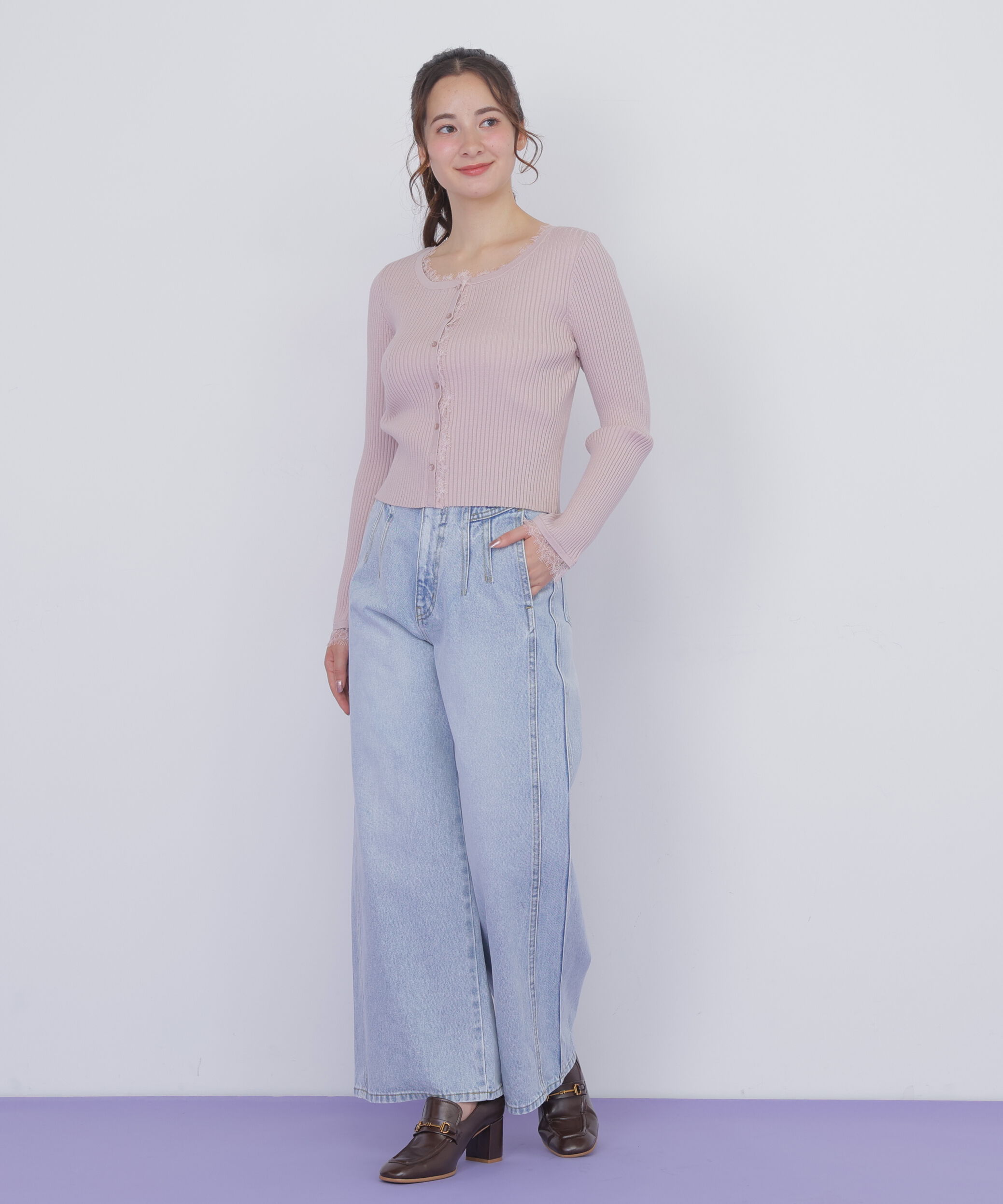  「レーストリミングリブニット」|ニット・セーター|