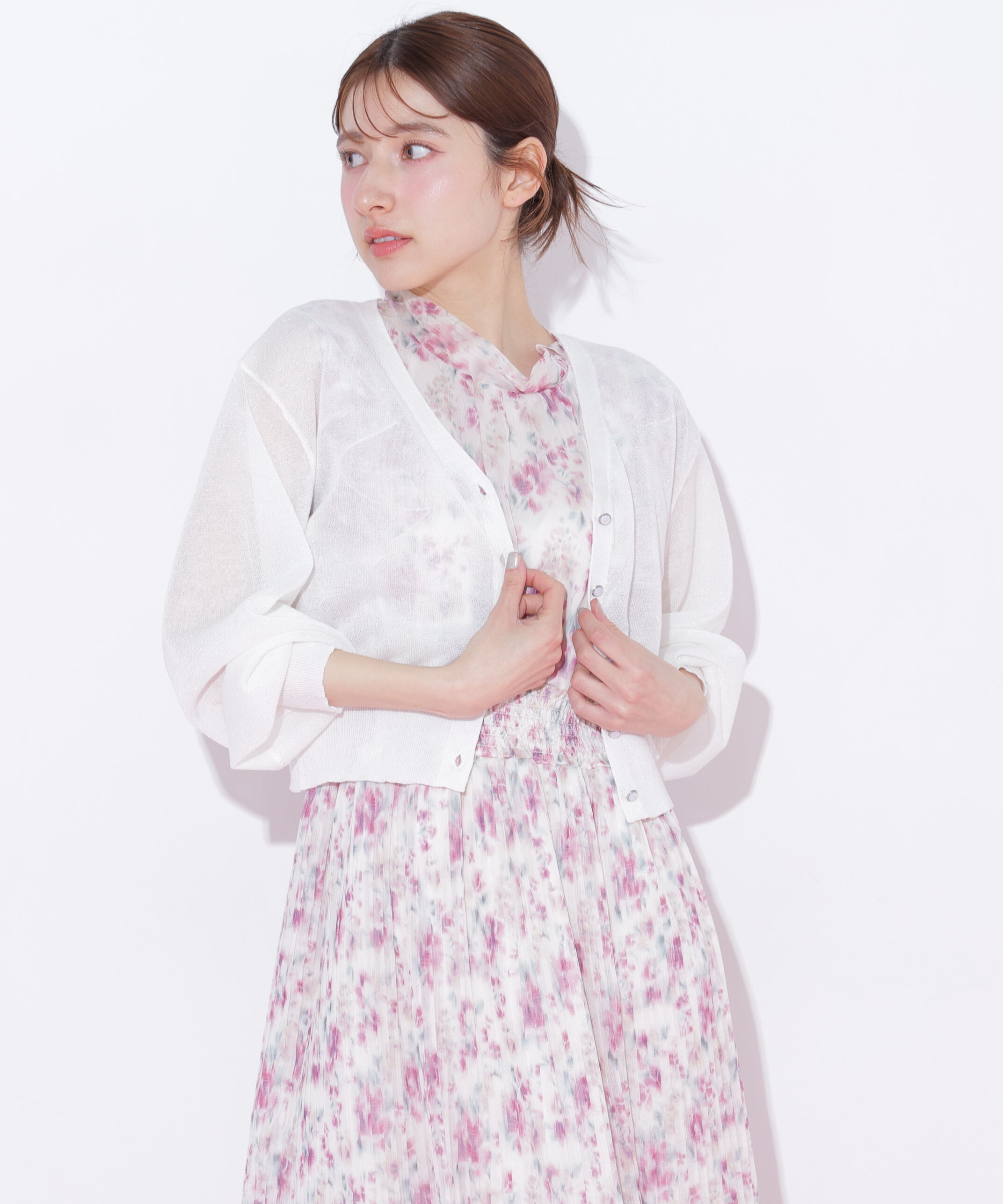  「シャイニーシアーカーディガン」|ニット・セーター|