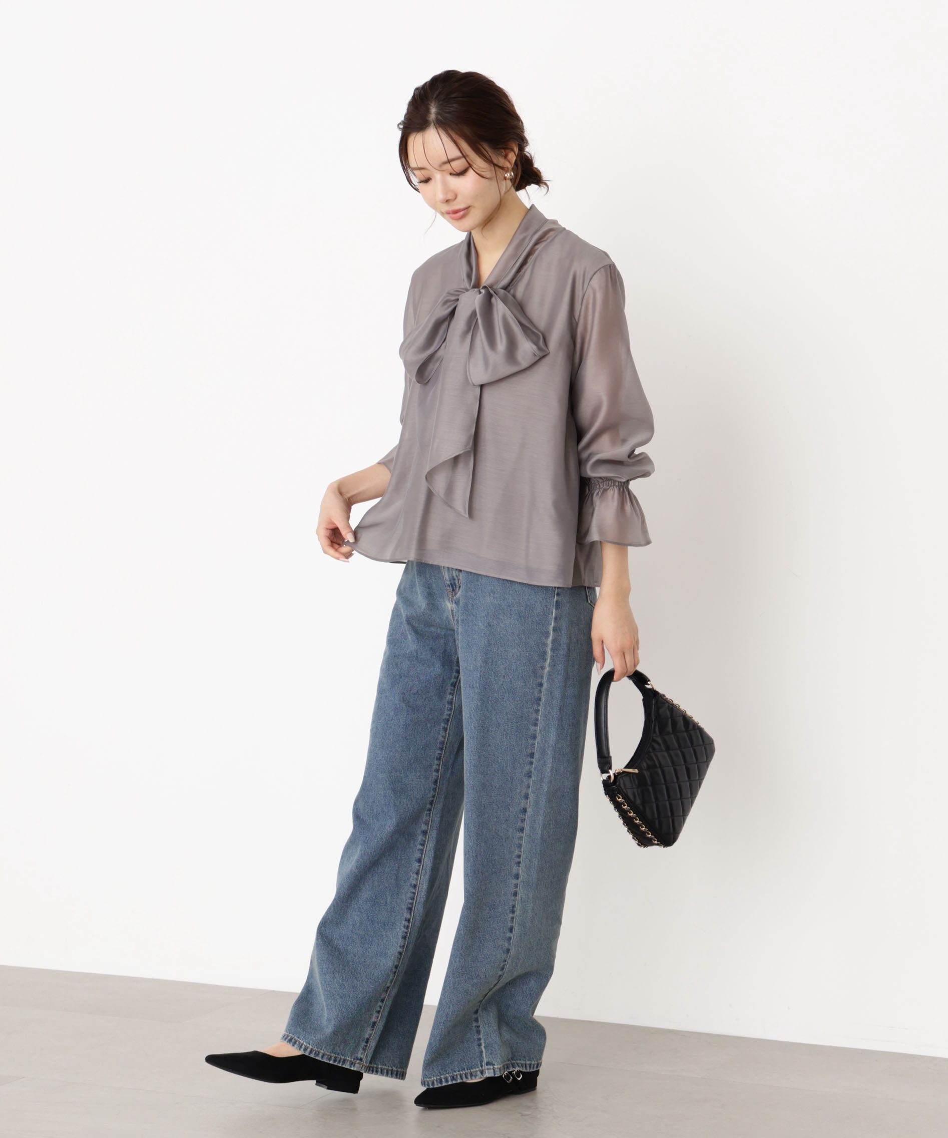 PROPORTION BODY DRESSING「＜ウォッシャブル＞シアーボウタイブラウス 25AW」|シャツ・ブラウス|