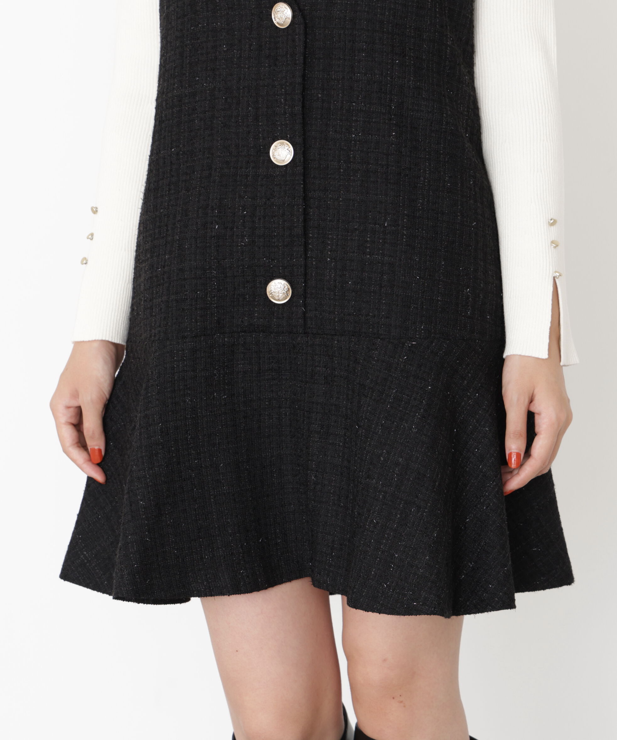 PROPORTION BODY DRESSING「ラメ釦ツイードミニジャンスカ 25AW」|ワンピース|