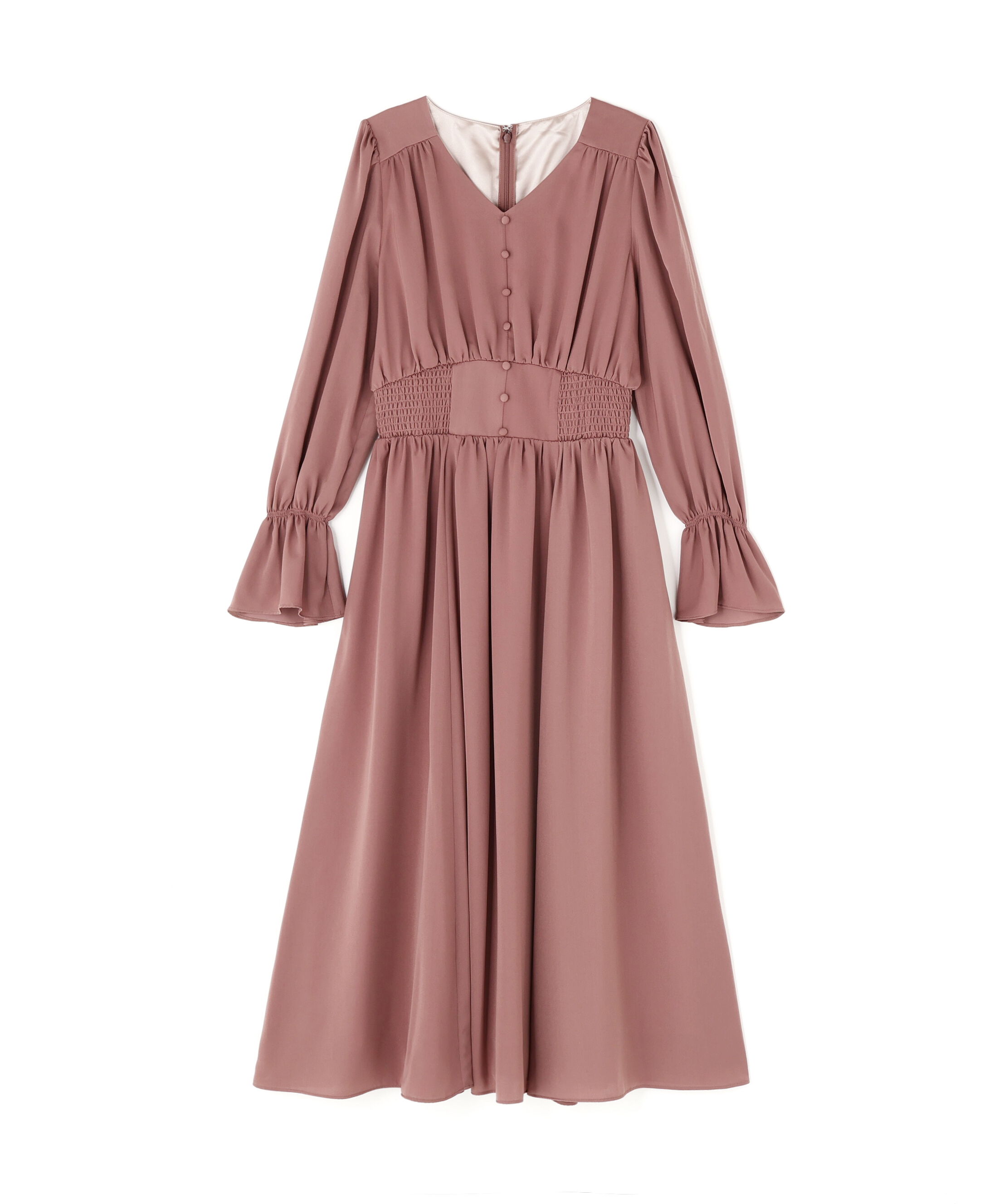 PROPORTION BODY DRESSING「クルミ釦付きギャザーワンピース 25AW」|ワンピース|