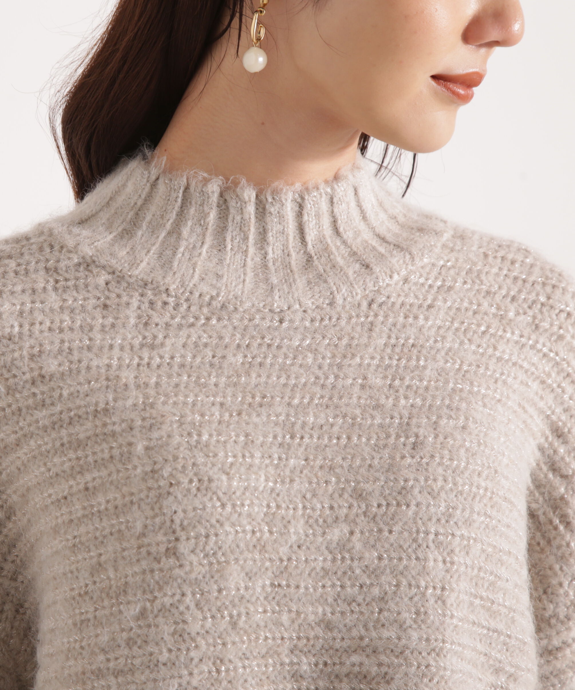 PROPORTION BODY DRESSING「ウールブレンドスタンドカラー畔ニット 25AW」|ニット・セーター|