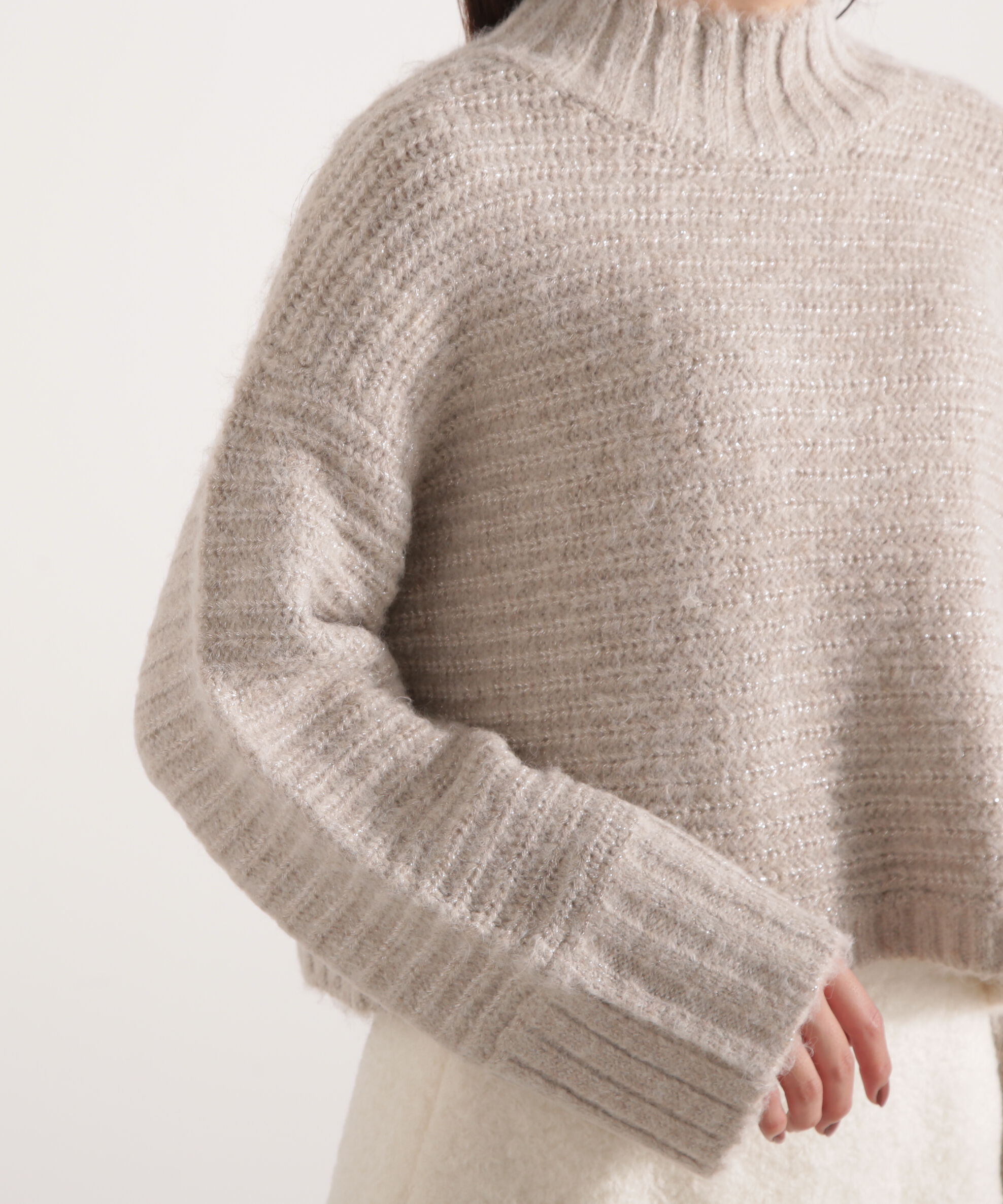 PROPORTION BODY DRESSING「ウールブレンドスタンドカラー畔ニット 25AW」|ニット・セーター|