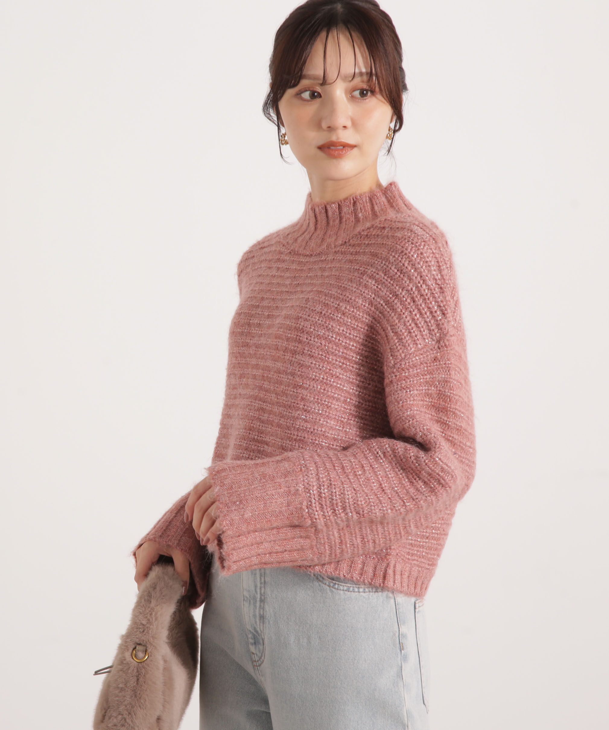 PROPORTION BODY DRESSING「ウールブレンドスタンドカラー畔ニット 25AW」|ニット・セーター|