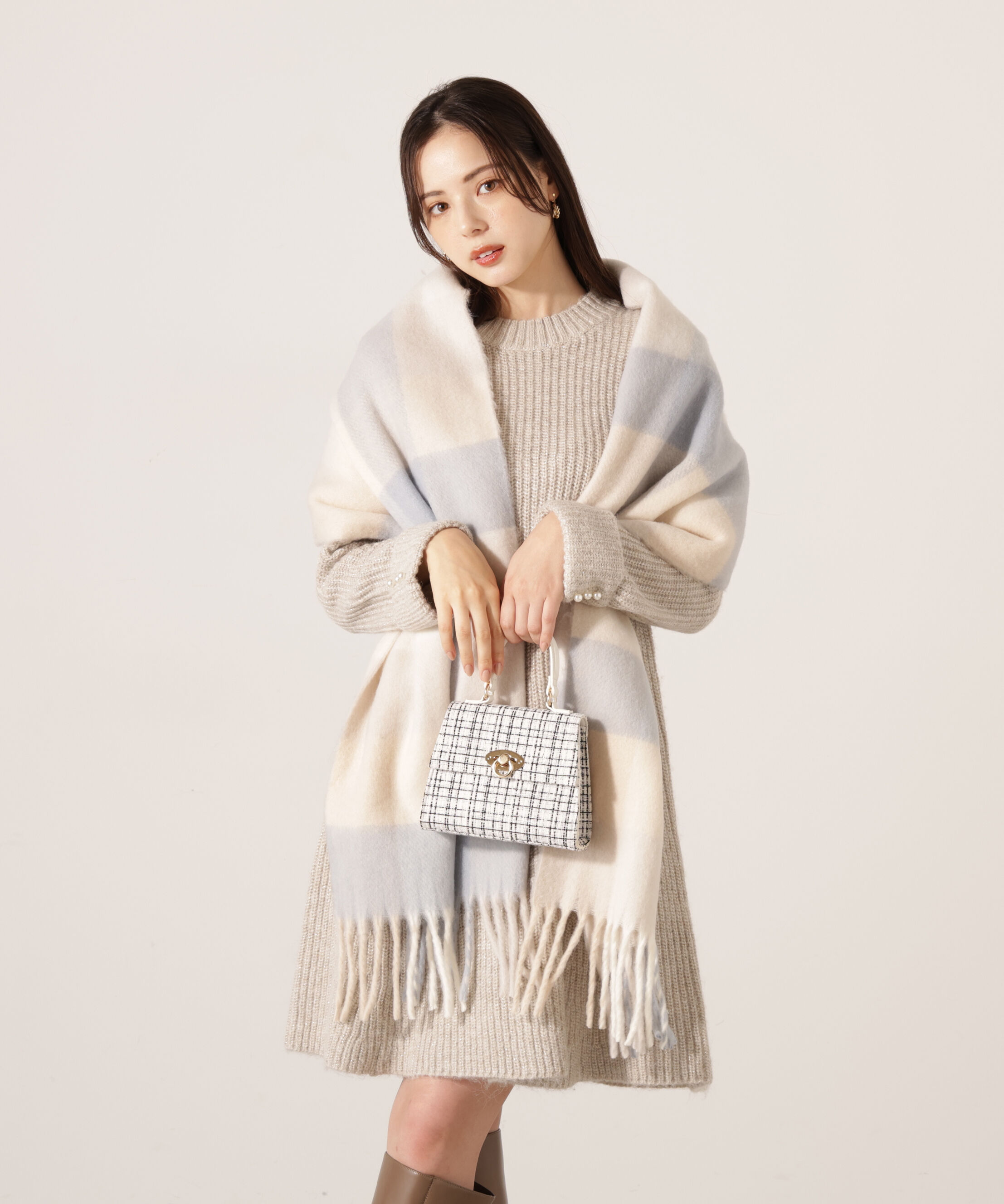 PROPORTION BODY DRESSING「ウールブレンドラメ入りニットミニワンピース　25AW」|ワンピース|