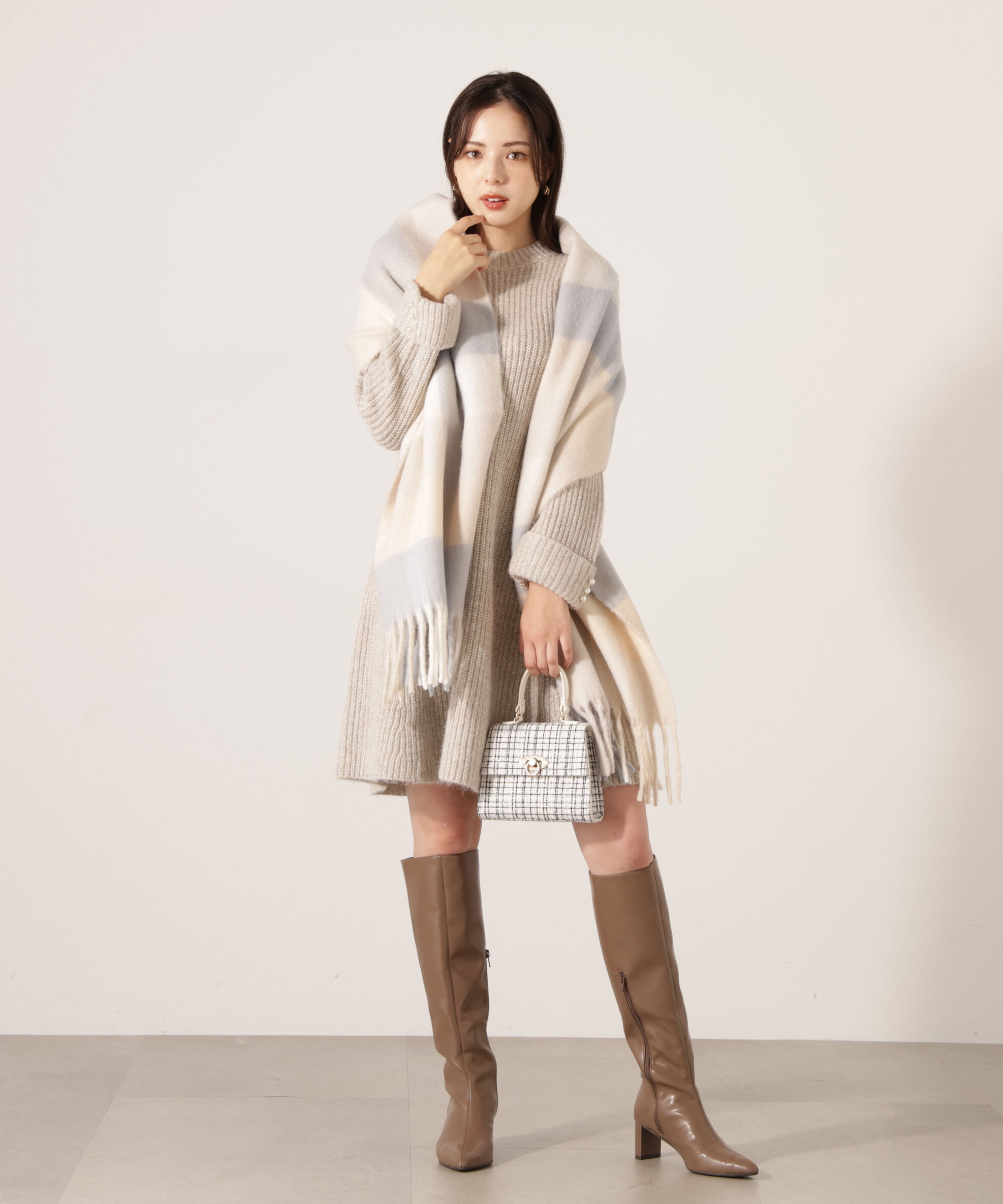 PROPORTION BODY DRESSING「ウールブレンドラメ入りニットミニワンピース　25AW」|ワンピース|