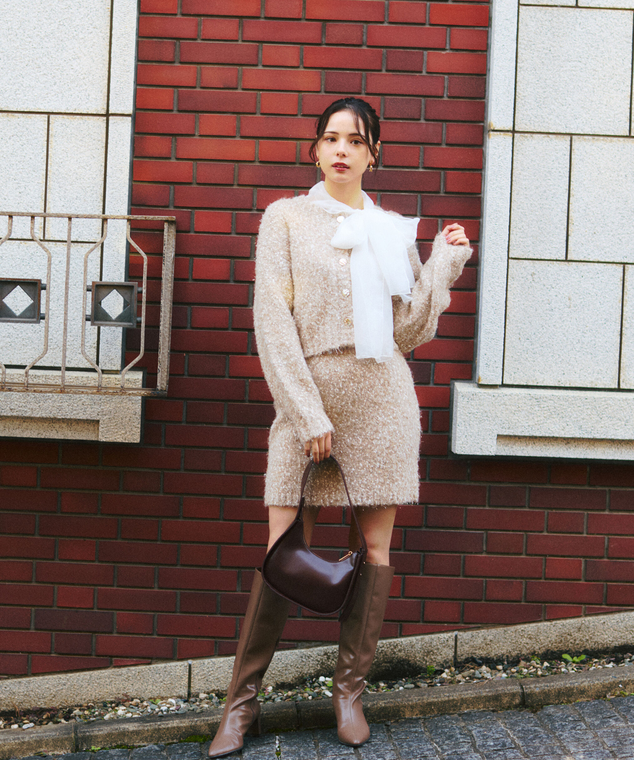 PROPORTION BODY DRESSING「《EDIT COLOGNE》サイドリボンニットSETUP」|ワンピース|ベージュ