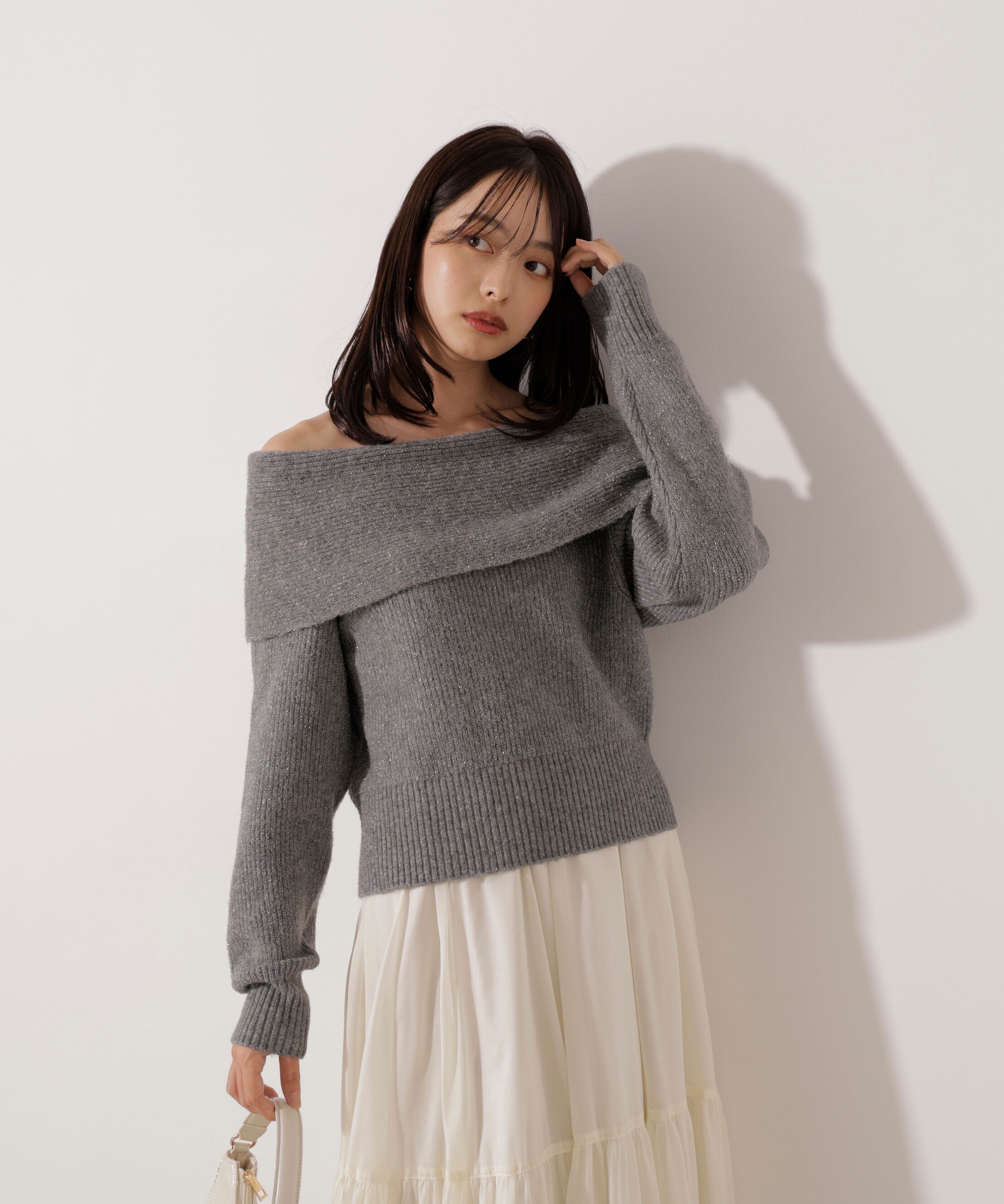 PROPORTION BODY DRESSING「ラメ入りオフショルニット」|ニット・セーター|