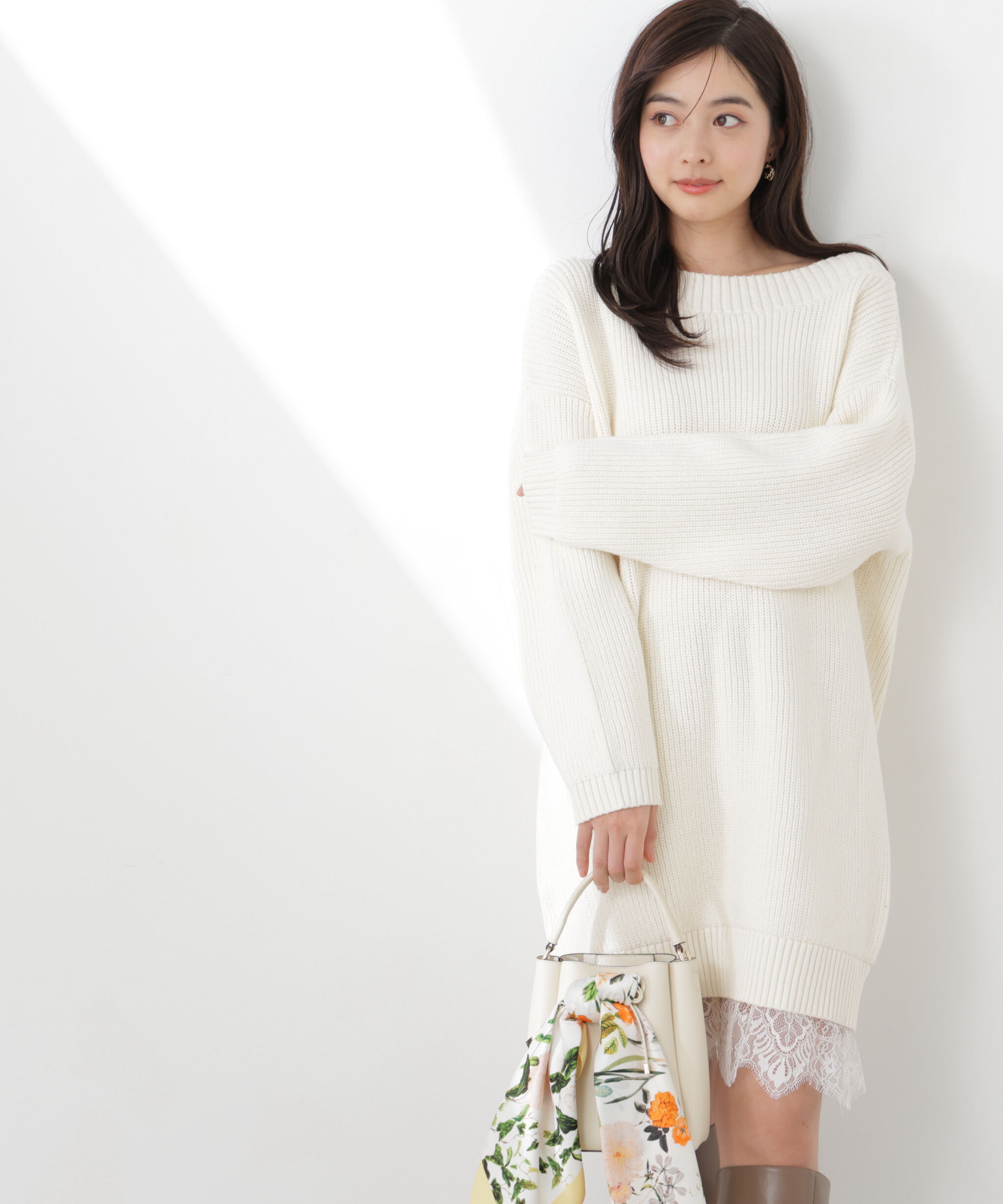 PROPORTION BODY DRESSING「《EDIT COLOGNE》スプリングレースレイヤード風ニットワンピース　26SS」|ワンピース|