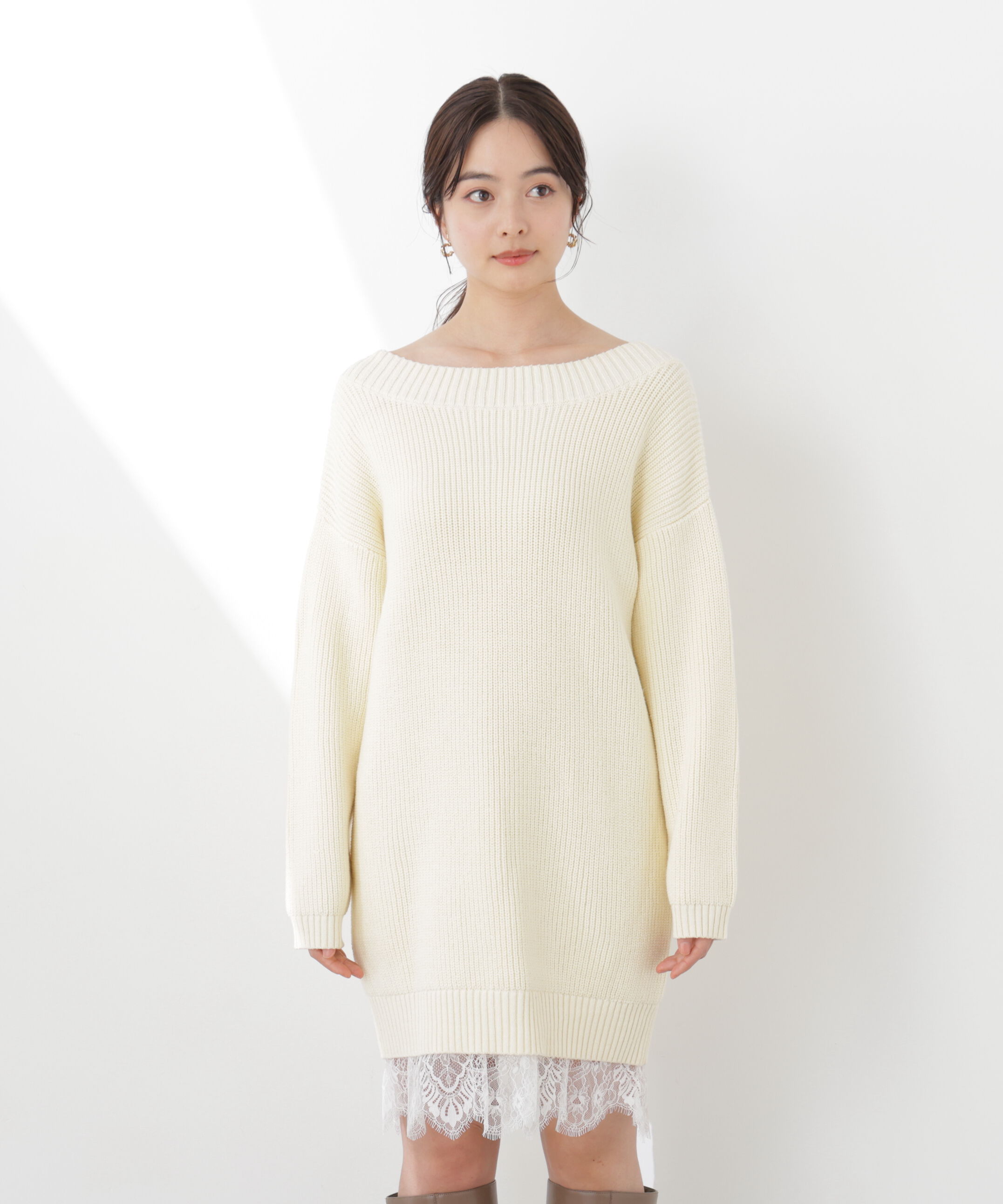 PROPORTION BODY DRESSING「《EDIT COLOGNE》スプリングレースレイヤード風ニットワンピース　26SS」|ワンピース|