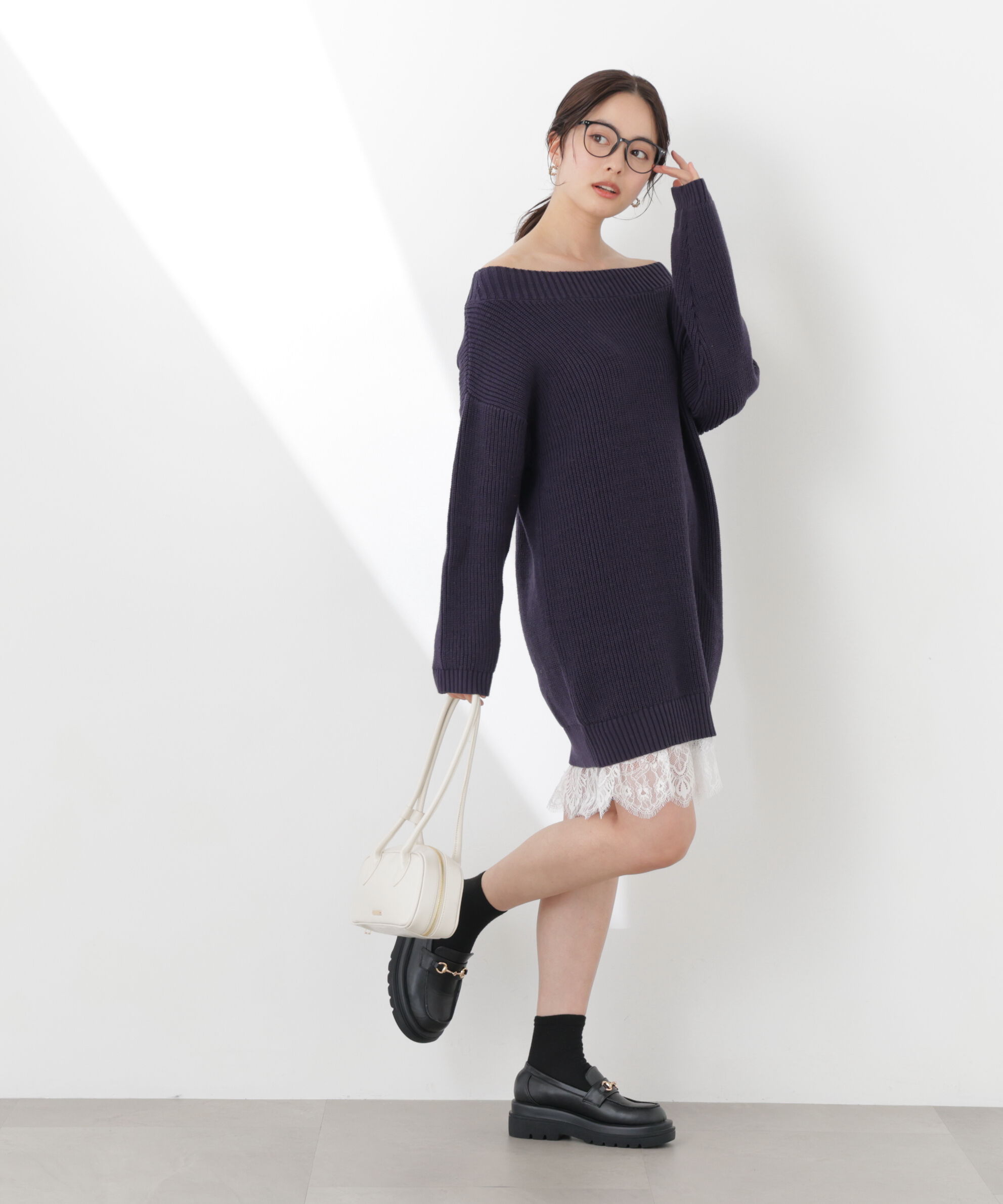 PROPORTION BODY DRESSING「《EDIT COLOGNE》スプリングレースレイヤード風ニットワンピース　26SS」|ワンピース|