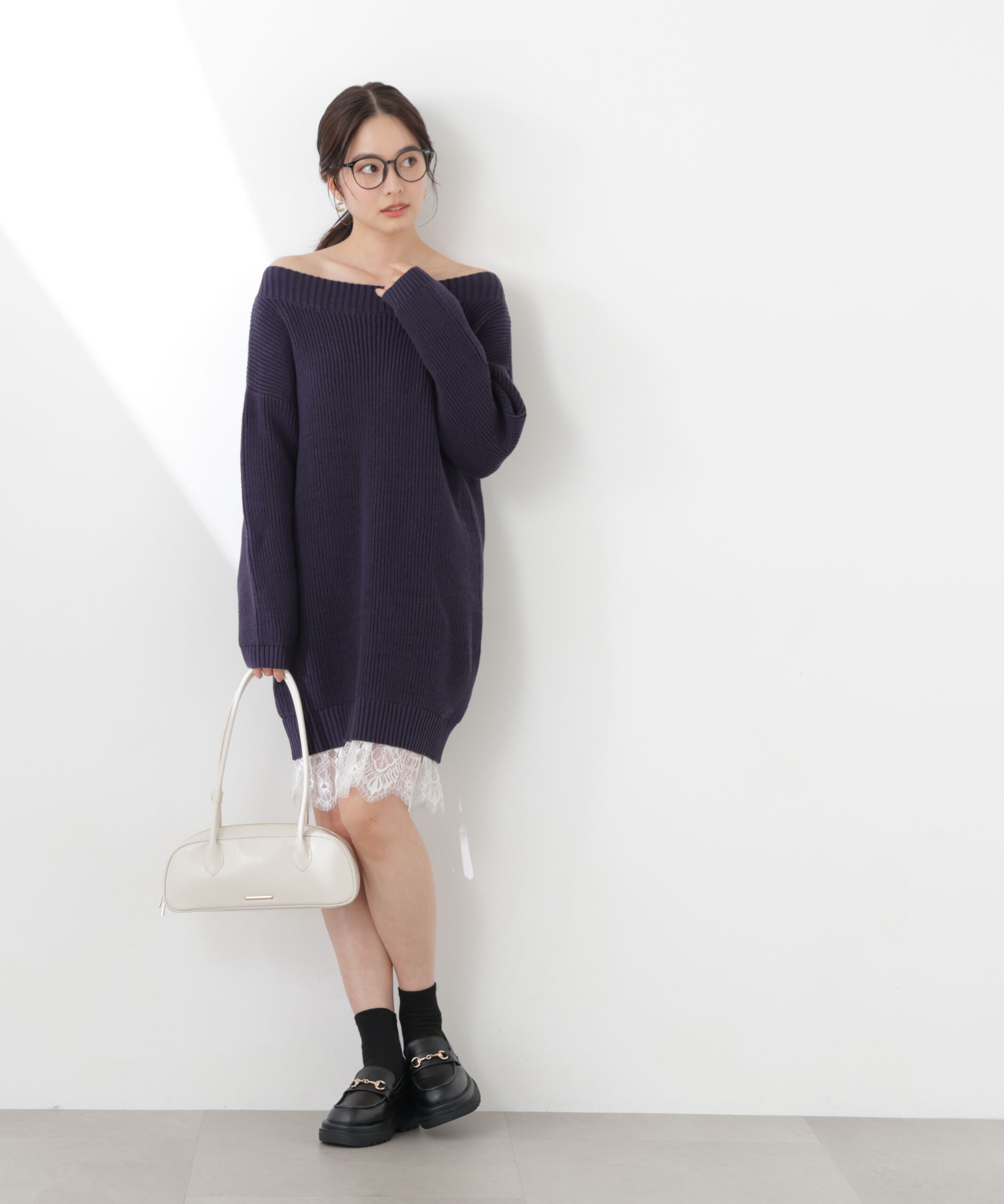 PROPORTION BODY DRESSING「《EDIT COLOGNE》スプリングレースレイヤード風ニットワンピース　26SS」|ワンピース|