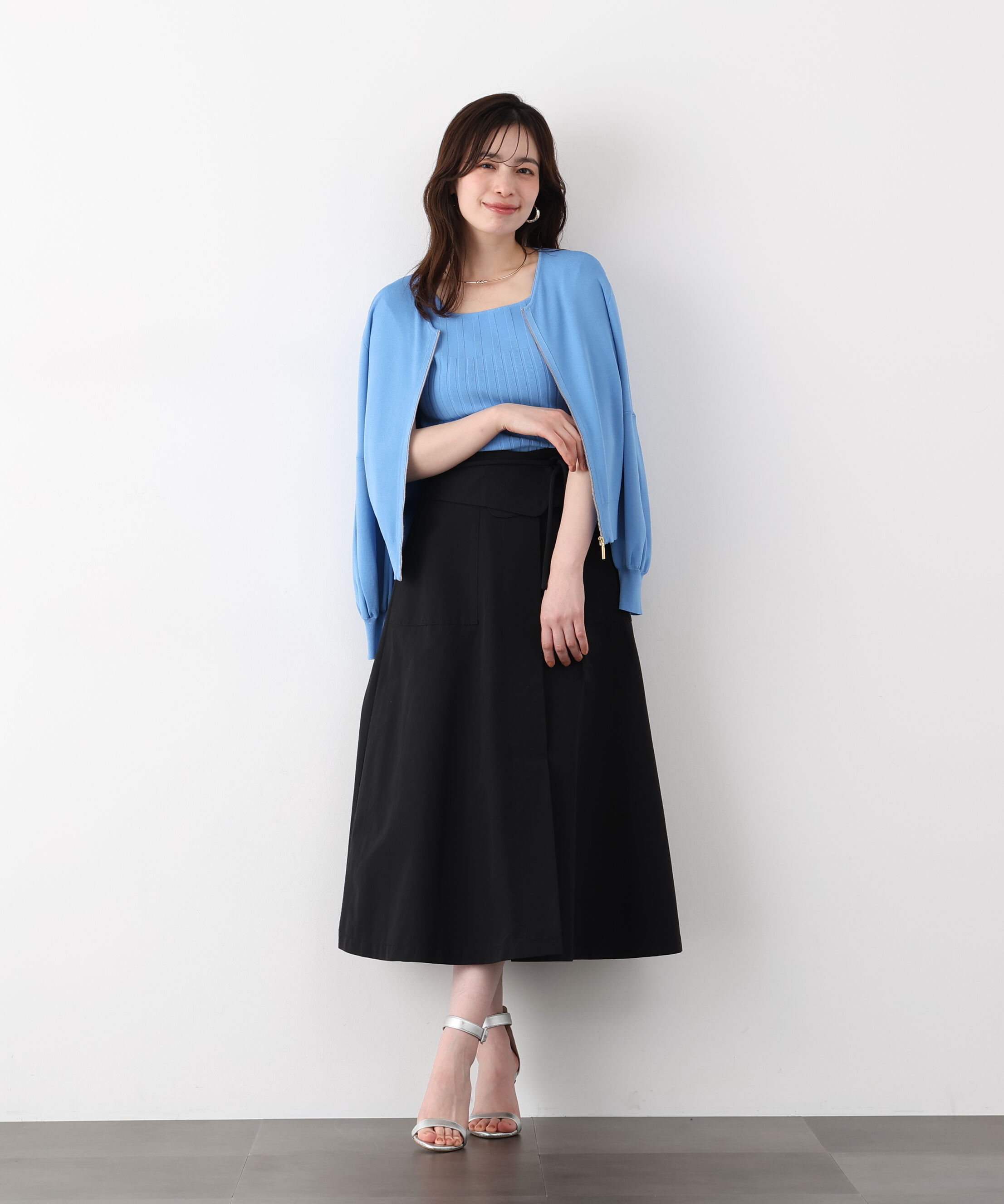  「ステッチベルトフレアースカート」|スカート|