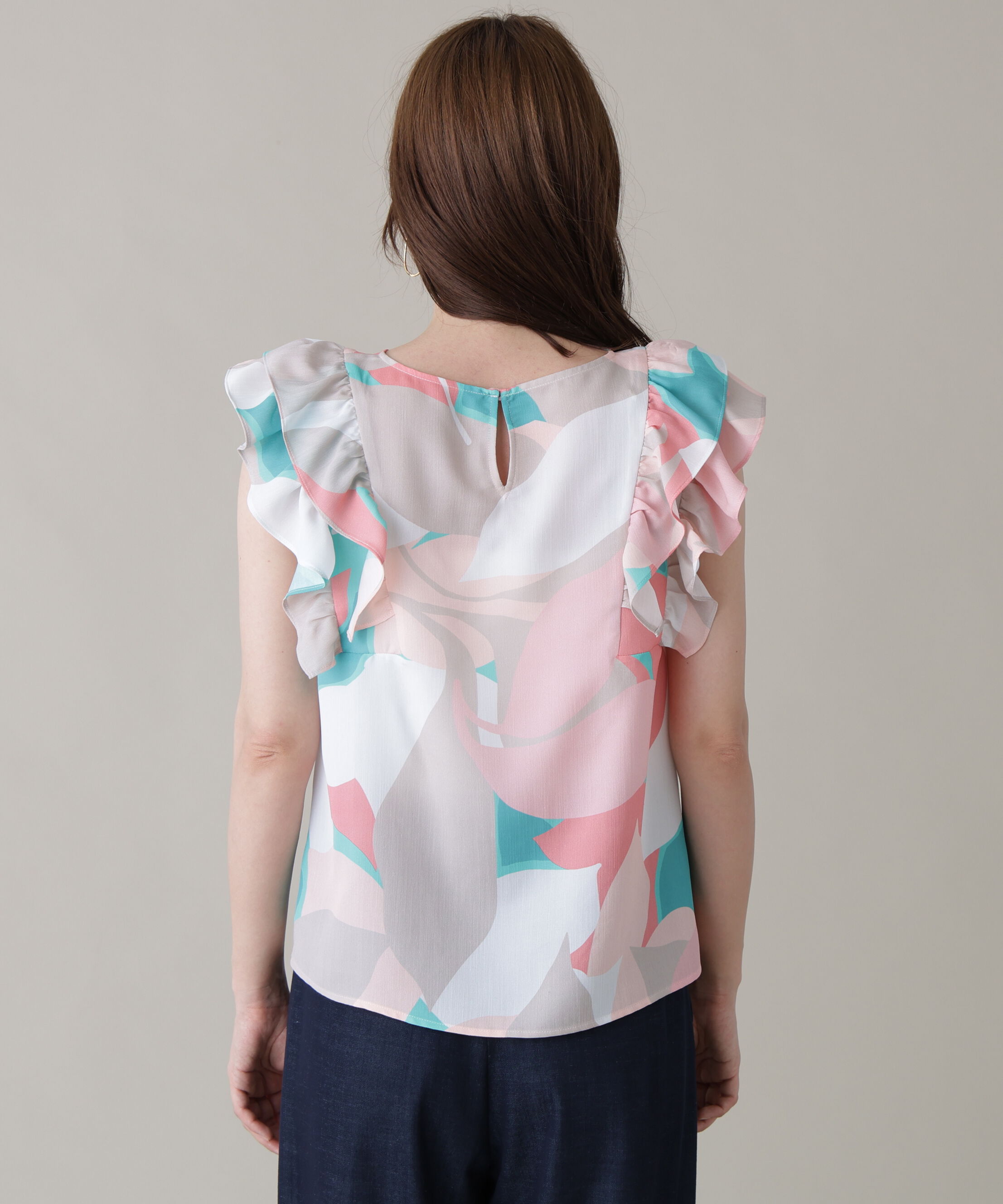  「シェードリーフプリントＶネックブラウス」|シャツ・ブラウス|