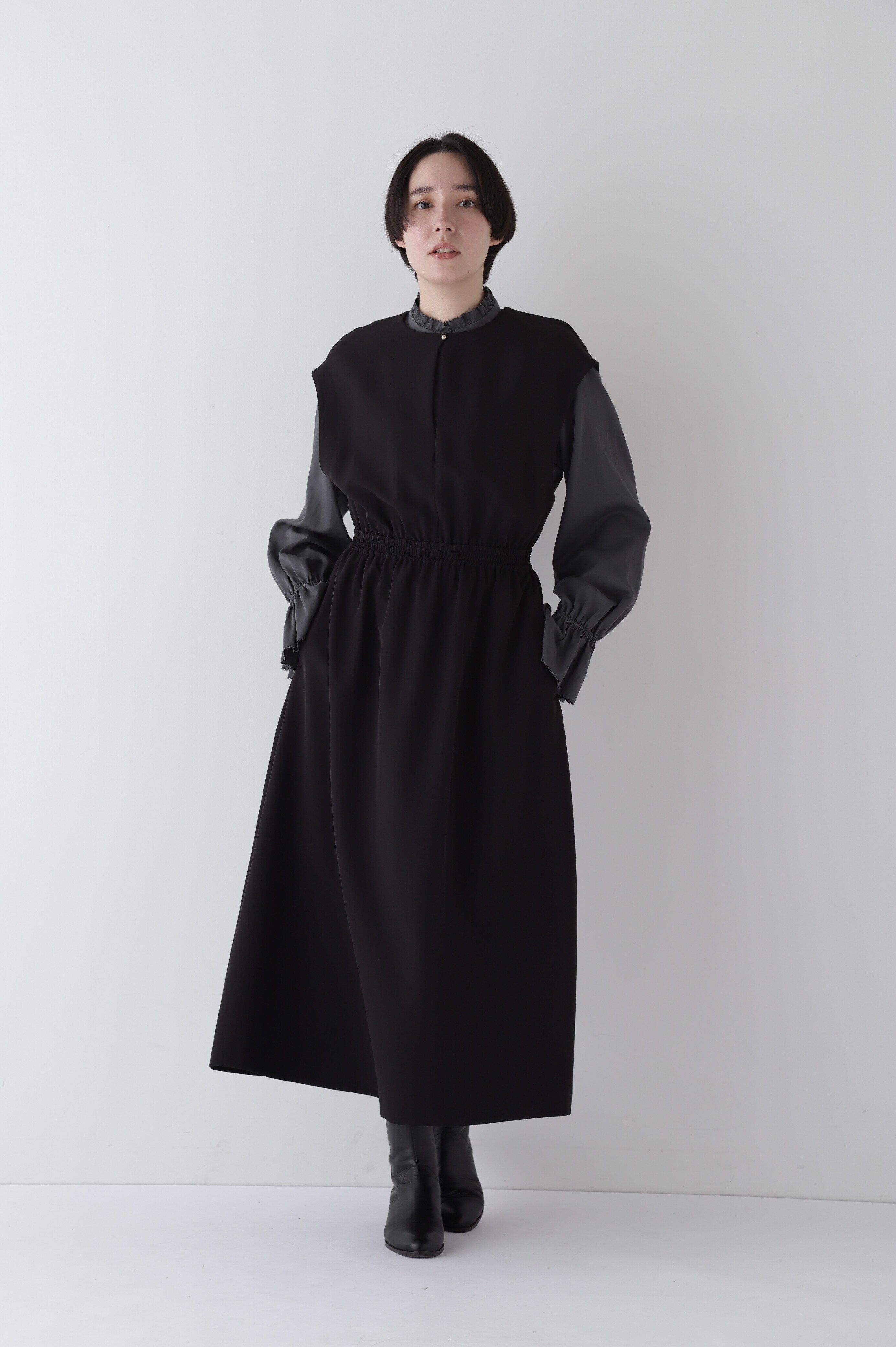  「◆ダブルクロスノースリーブワンピース」|ワンピース|