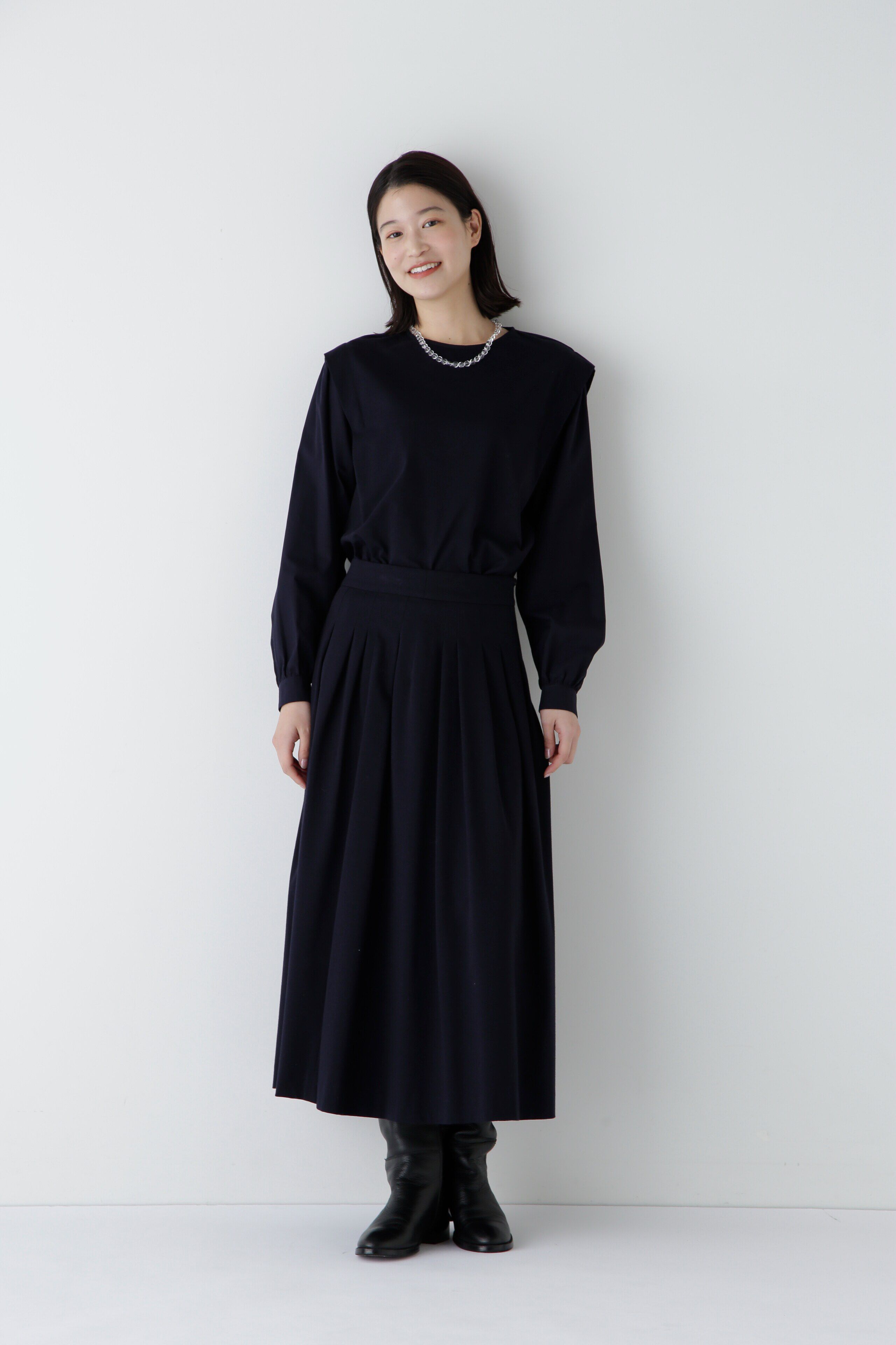  「◆プレーティングジャージーランダムタックスカート」|スカート|