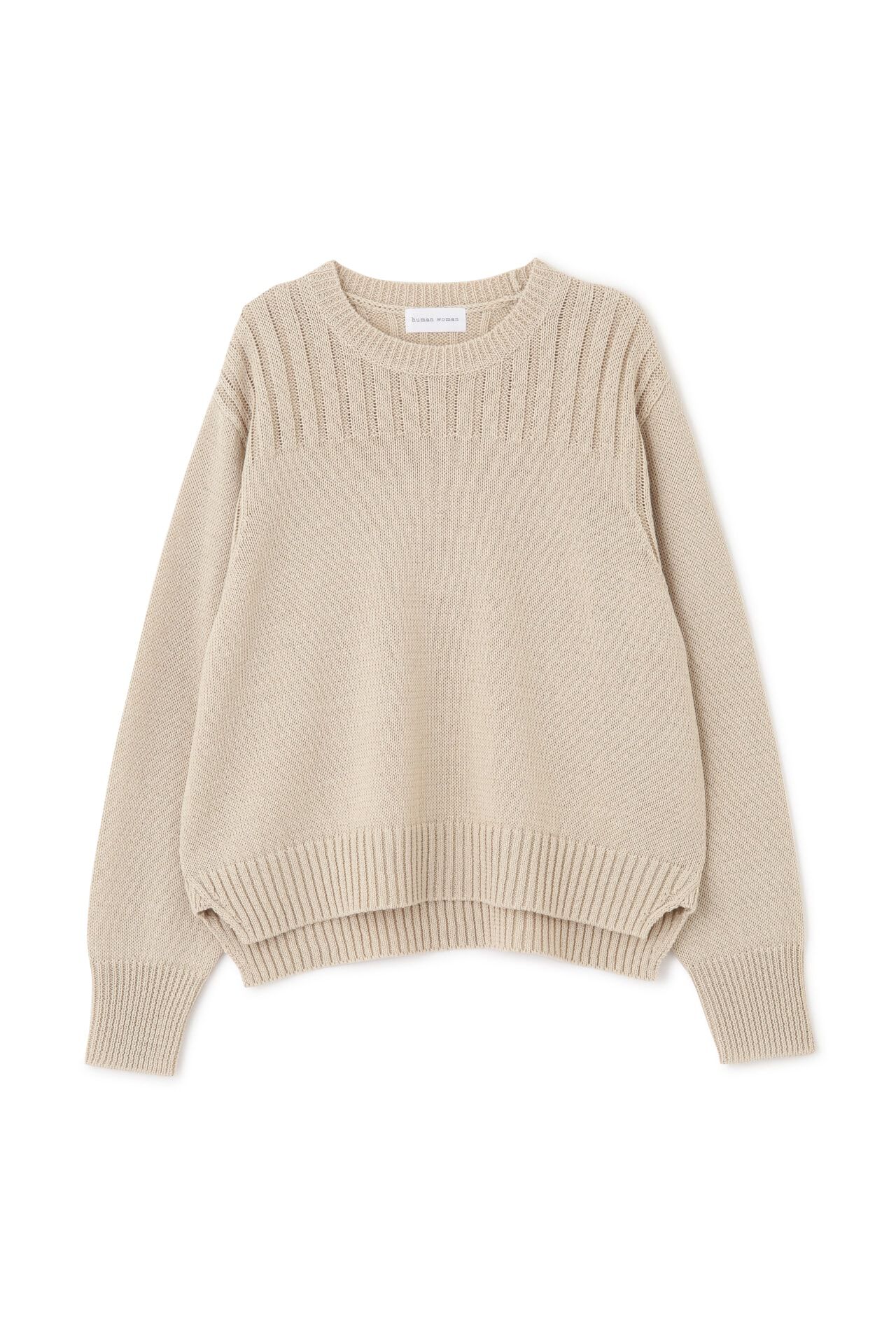  「◆【ウォッシャブル】ギマコットン編地コンビプルオーバー」|ニット・セーター|