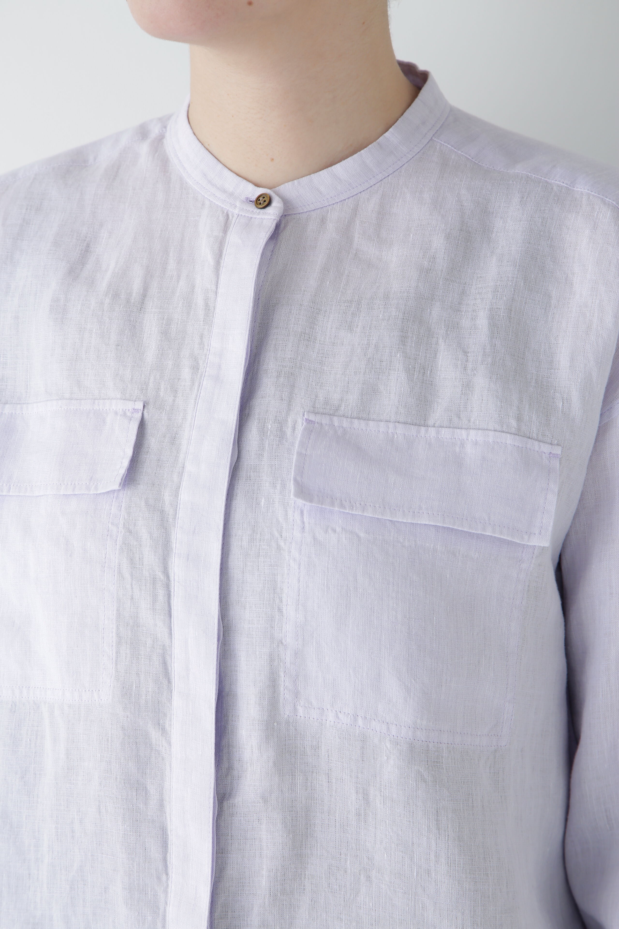  「◆ハードマンリネンバンドカラーシャツブラウス」|シャツ・ブラウス|