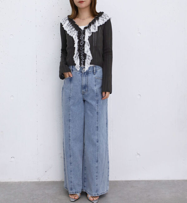 archives「フロントレースフリルニットカーディガン」|カーディガン|