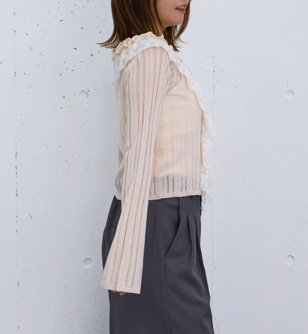 archives「フロントレースフリルニットカーディガン」|カーディガン|