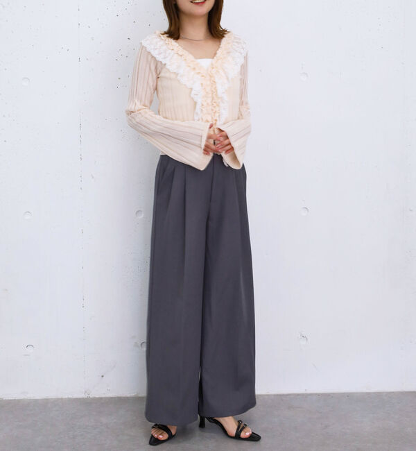 archives「フロントレースフリルニットカーディガン」|カーディガン|