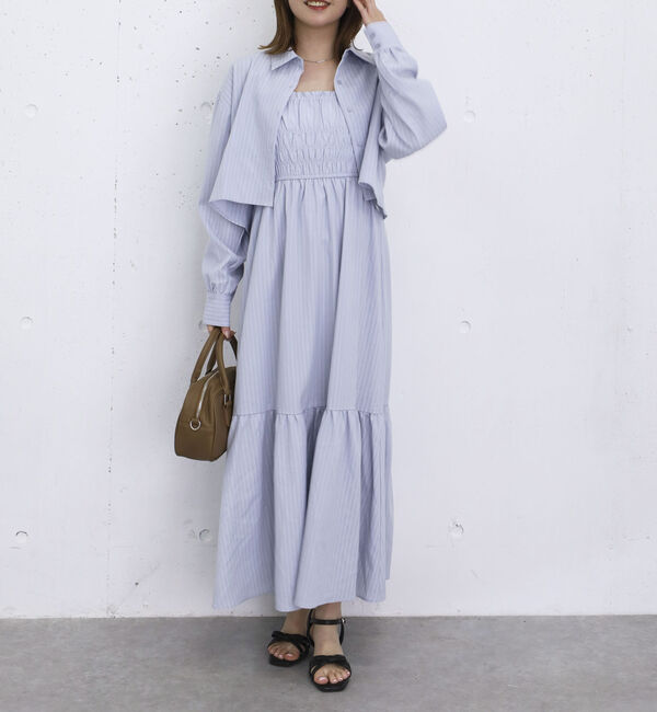 archives「ショートシャツ&times;シャーリングキャミワンピースＳＥＴ」|ワンピース|BLUE