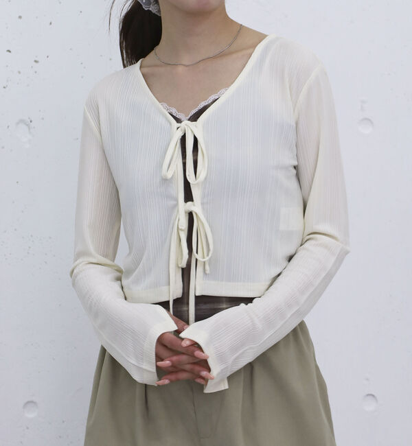 archives「フロントリボンカットＣＤ＋チュールチェックキャミＳＥＴ」|カーディガン|IVORY
