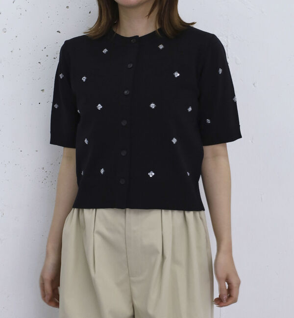 archives「スパンコール刺繍ニットカーディガン」|カーディガン|BLACK