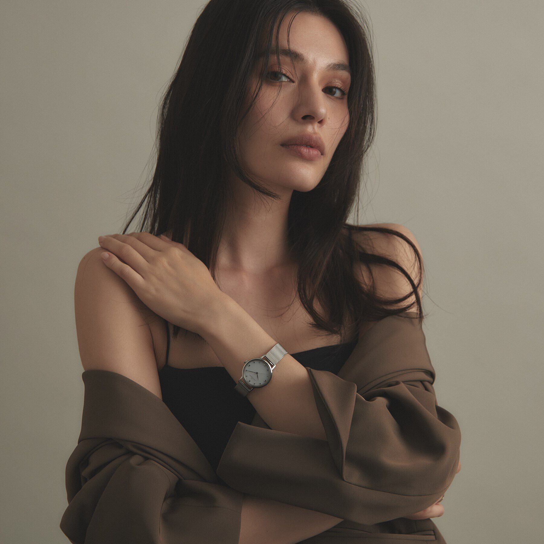 COCOSHNIK「SSラウンドメッシュベルト ウォッチ（白蝶貝）」|腕時計|