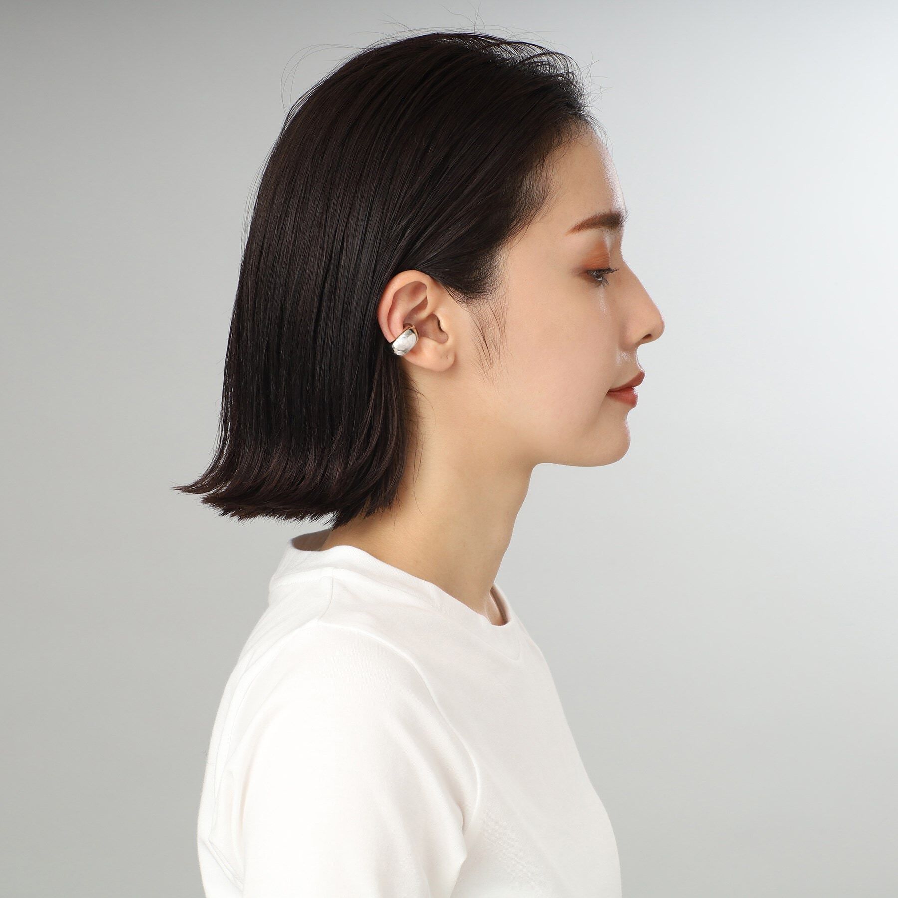 COCOSHNIK ONKITSCH「シルバー ホロウイヤーカフ ワイドフープ」|イヤリング|