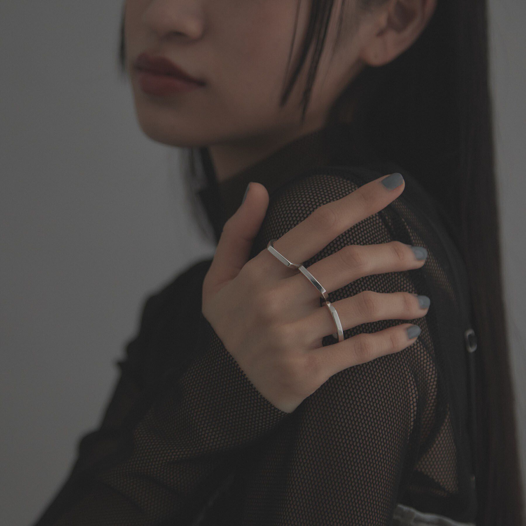 COCOSHNIK ONKITSCH「シルバー【サステナブル】ジオメトリックスタックリング」|リング|