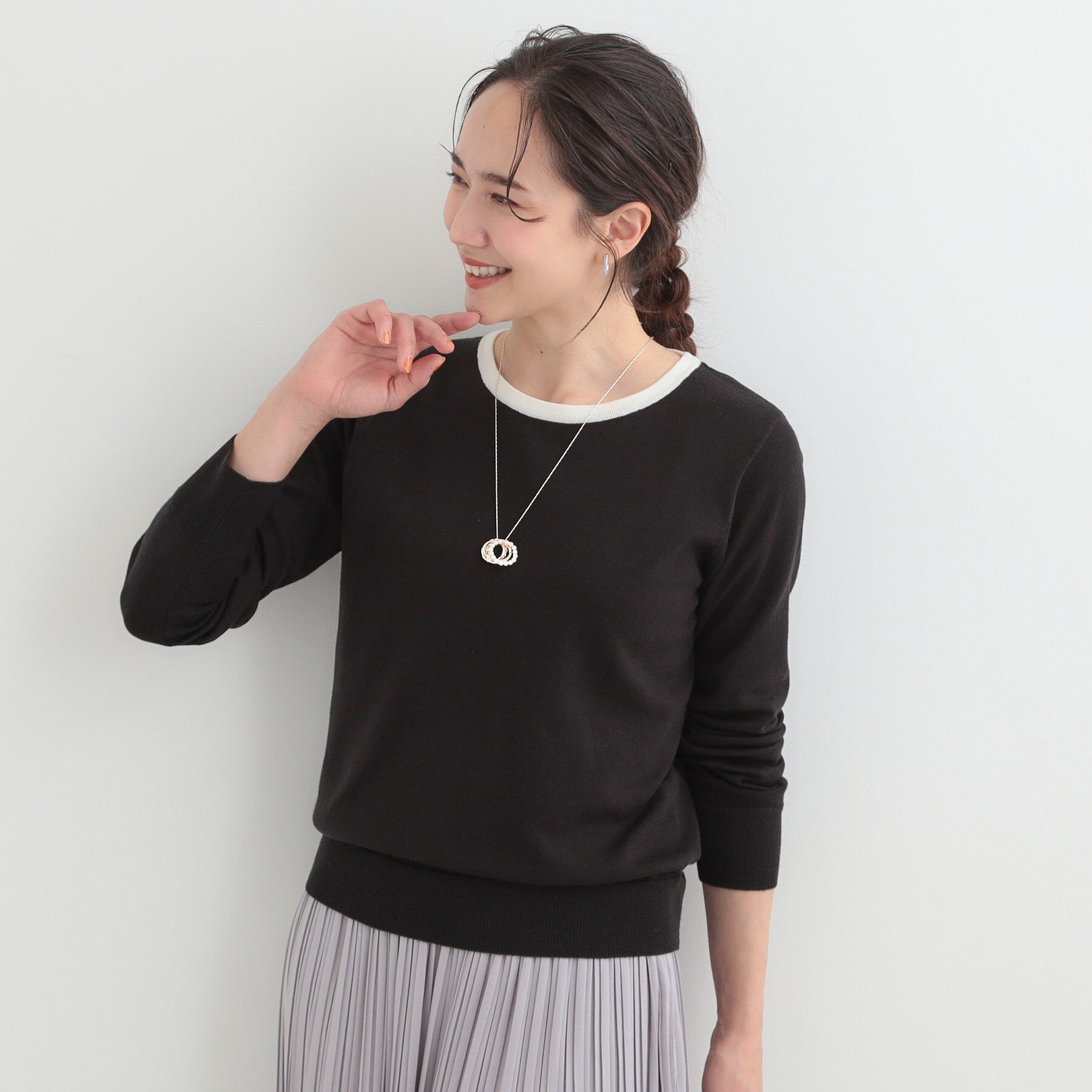 SHOO･LA･RUE「【洗濯機可/S-LL/アンサンブル可】結局、シンプル クルーネックニット」|ニット・セーター|