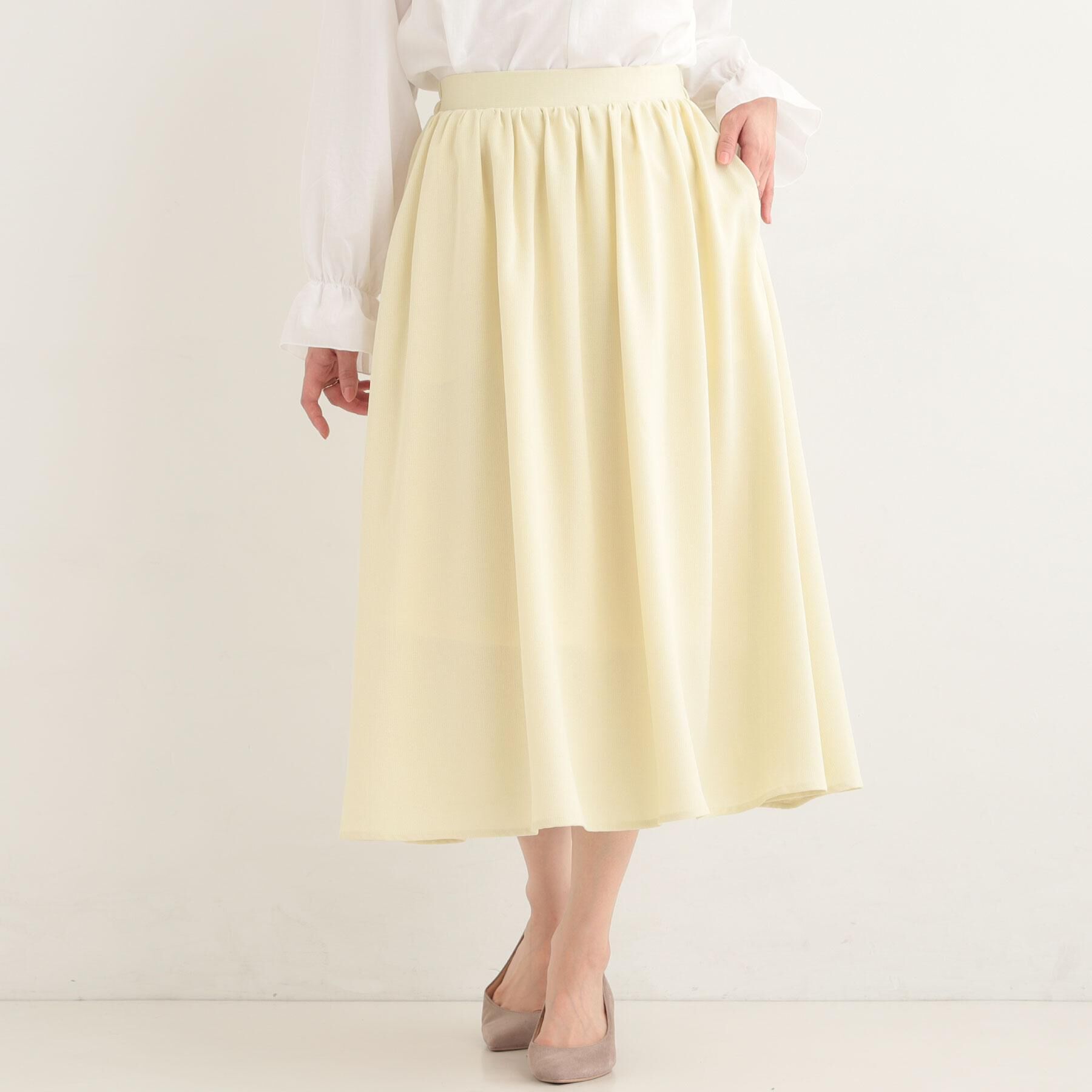 SHOO･LA･RUE「【着丈選べる】ふんわり揺れる アソート柄フレアスカート」|スカート|