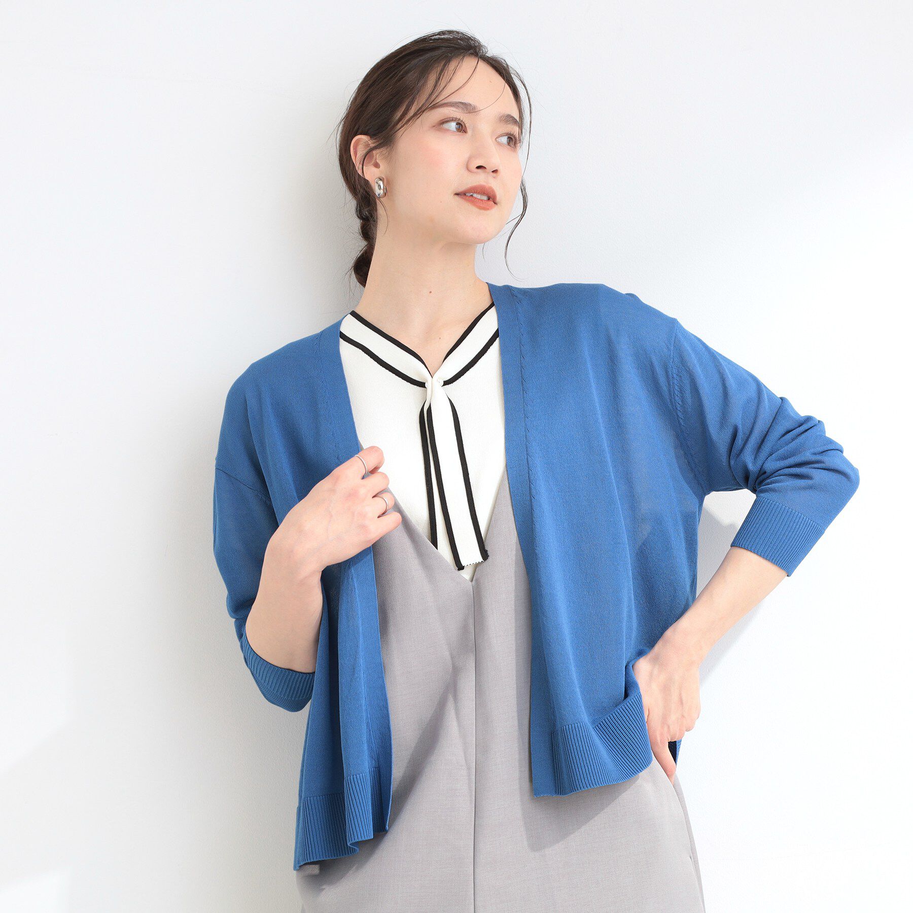 SHOO･LA･RUE「【ひんやり/洗濯機可/S-LL/選べる6色】サッと羽織るだけでこなれ見え マルチに使えるトッパーカー」|カーディガン|