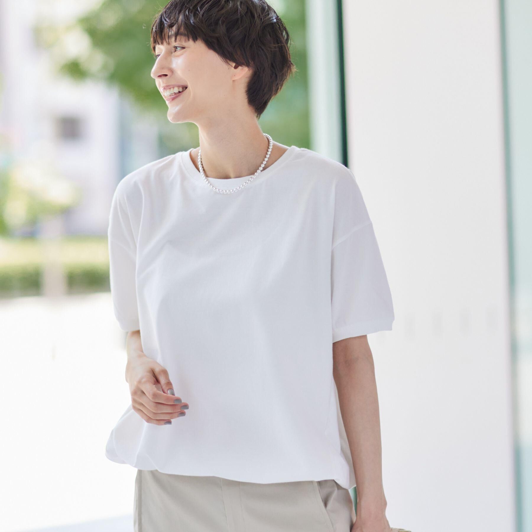 Dessin「【二の腕カバー/接触冷感/UV】ドローコードカットソー（XS～L）」|Tシャツ・カットソー|ホワイト(002)