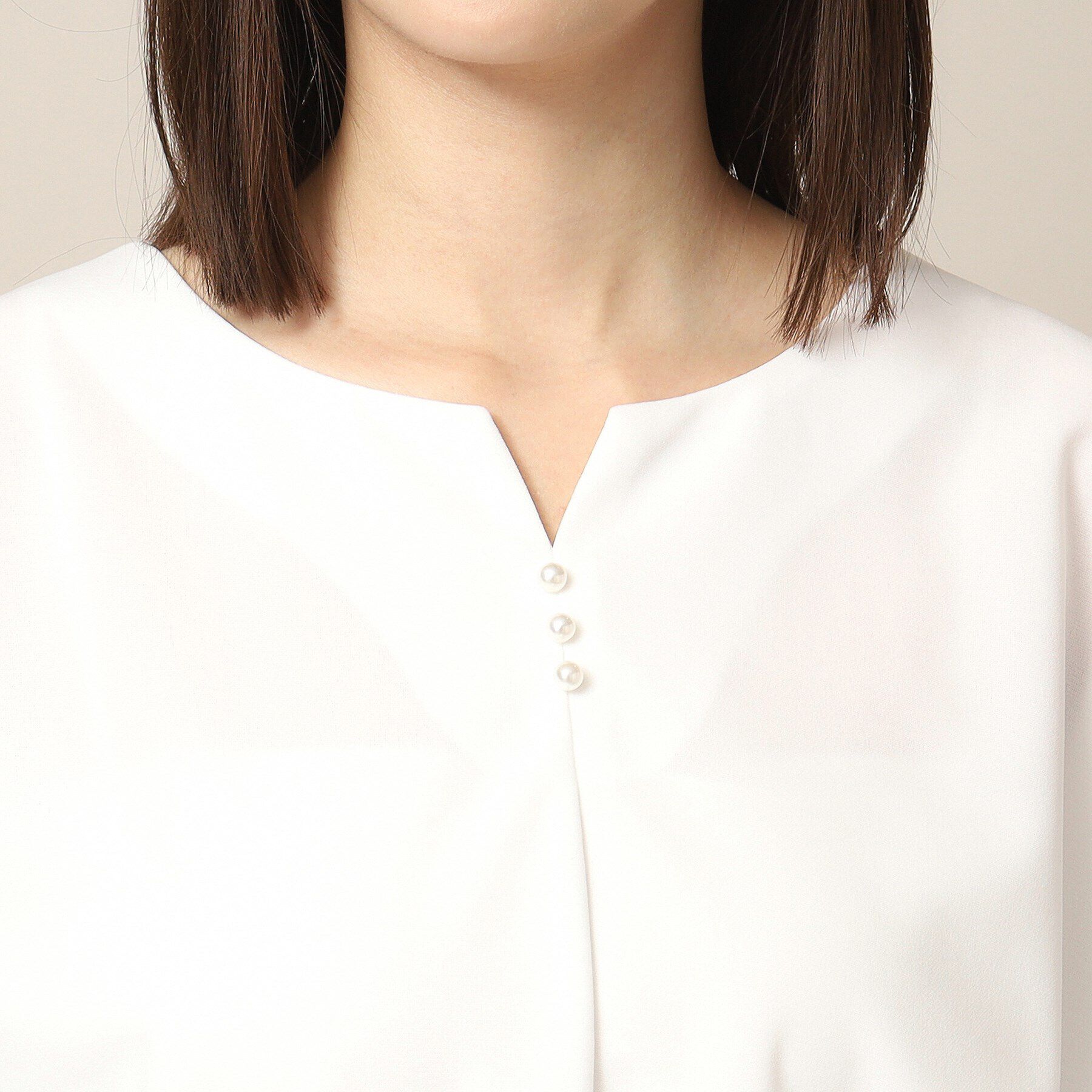 ITS&rsquo;DEMO「【通勤／手洗い可】カットジョーゼットキーネックプルオーバー」|シャツ・ブラウス|