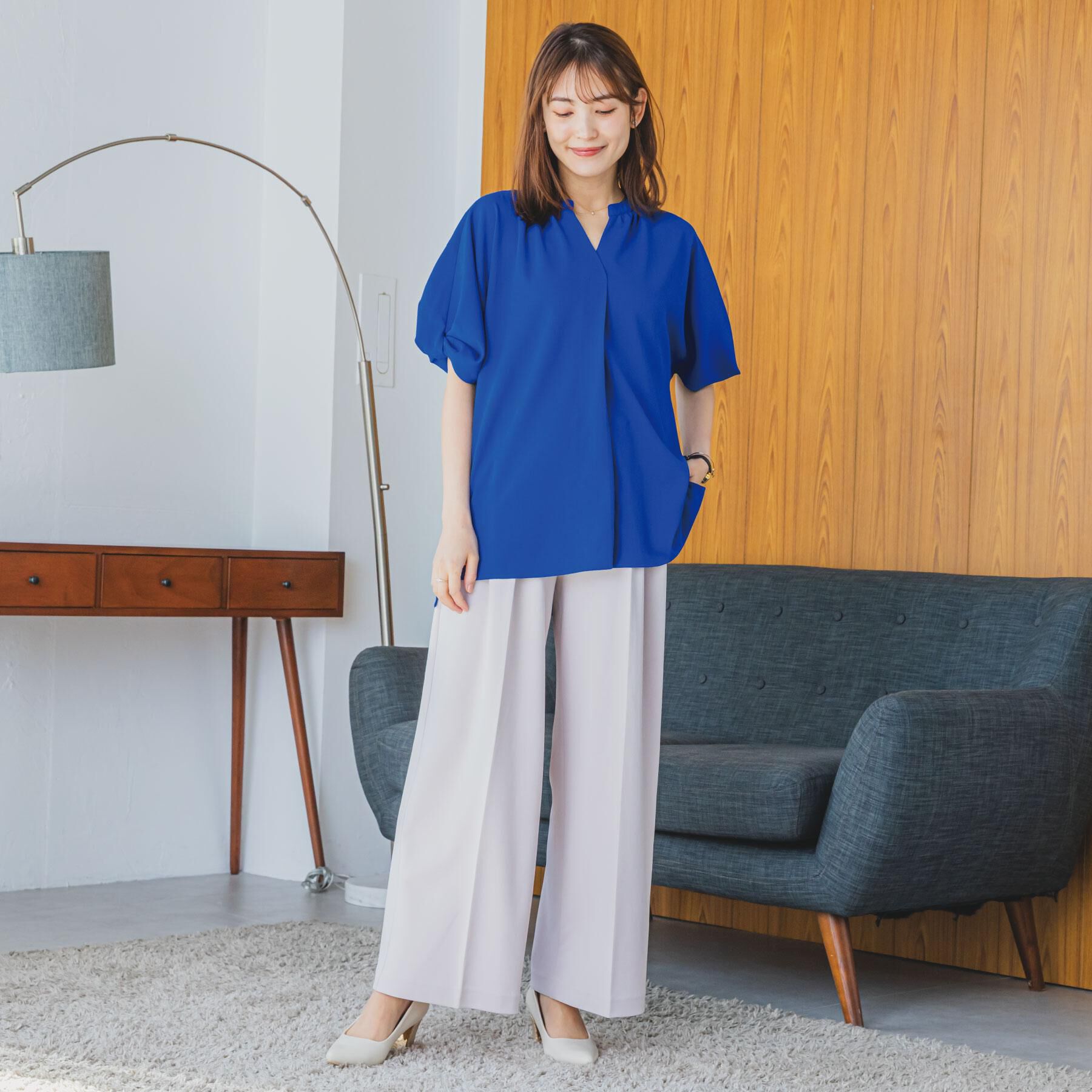 ITS&rsquo;DEMO「【UVケア/吸水速乾/洗濯機OK/冷感】麻調合繊チュニックブラウス＜ラク服シリーズ＞」|シャツ・ブラウス|