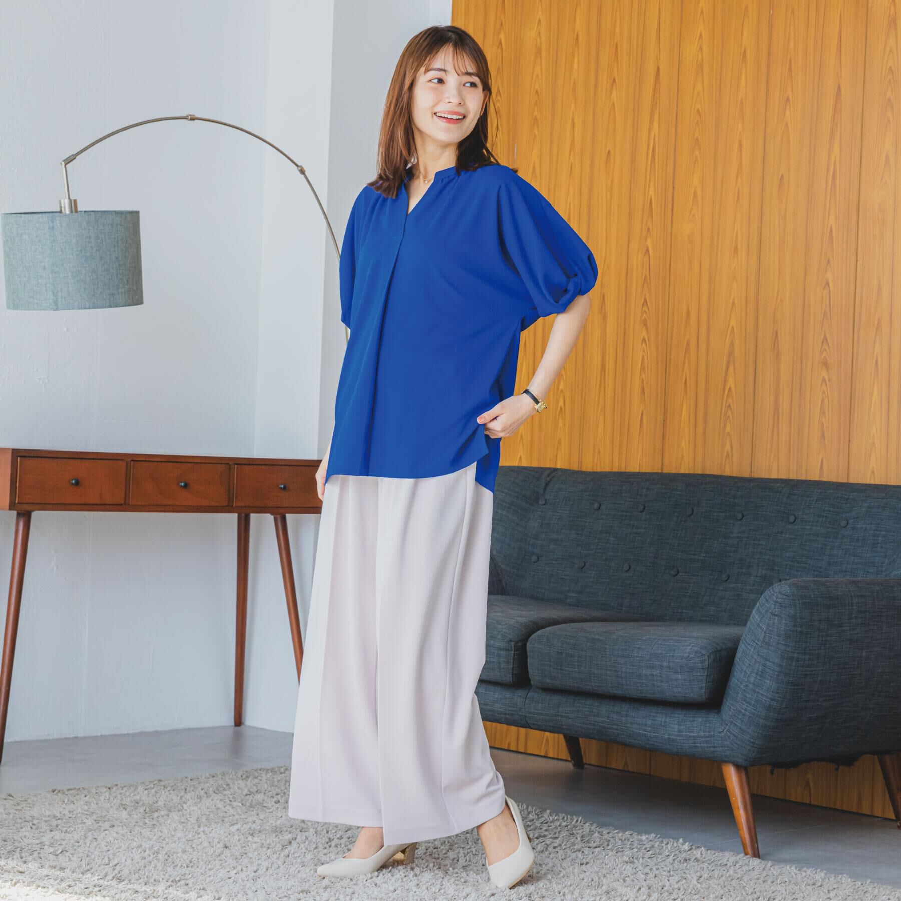 ITS&rsquo;DEMO「【UVケア/吸水速乾/洗濯機OK/冷感】麻調合繊チュニックブラウス＜ラク服シリーズ＞」|シャツ・ブラウス|